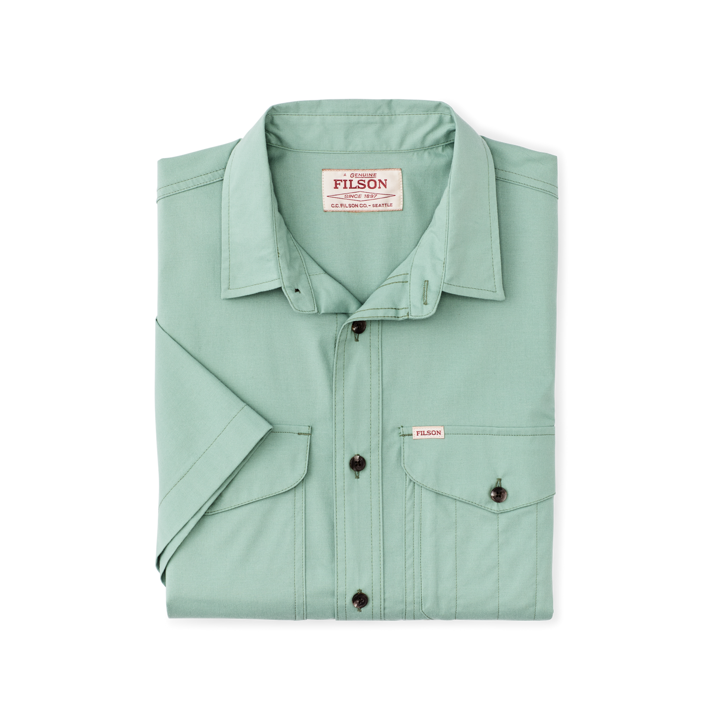 Alternate view of the Filson Twin Lakes Short Sleeve Sport Shirt - Granite Green