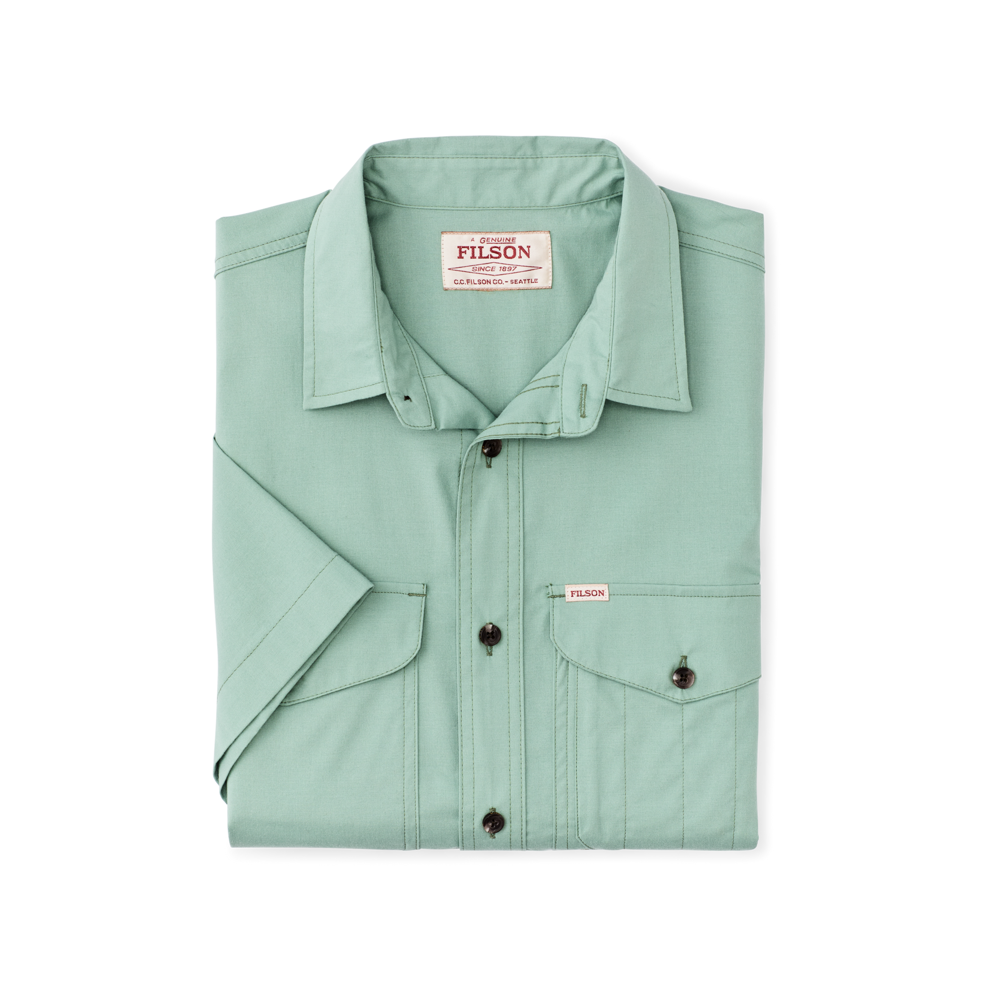 Alternate view of the Filson Twin Lakes Short Sleeve Sport Shirt - Granite Green