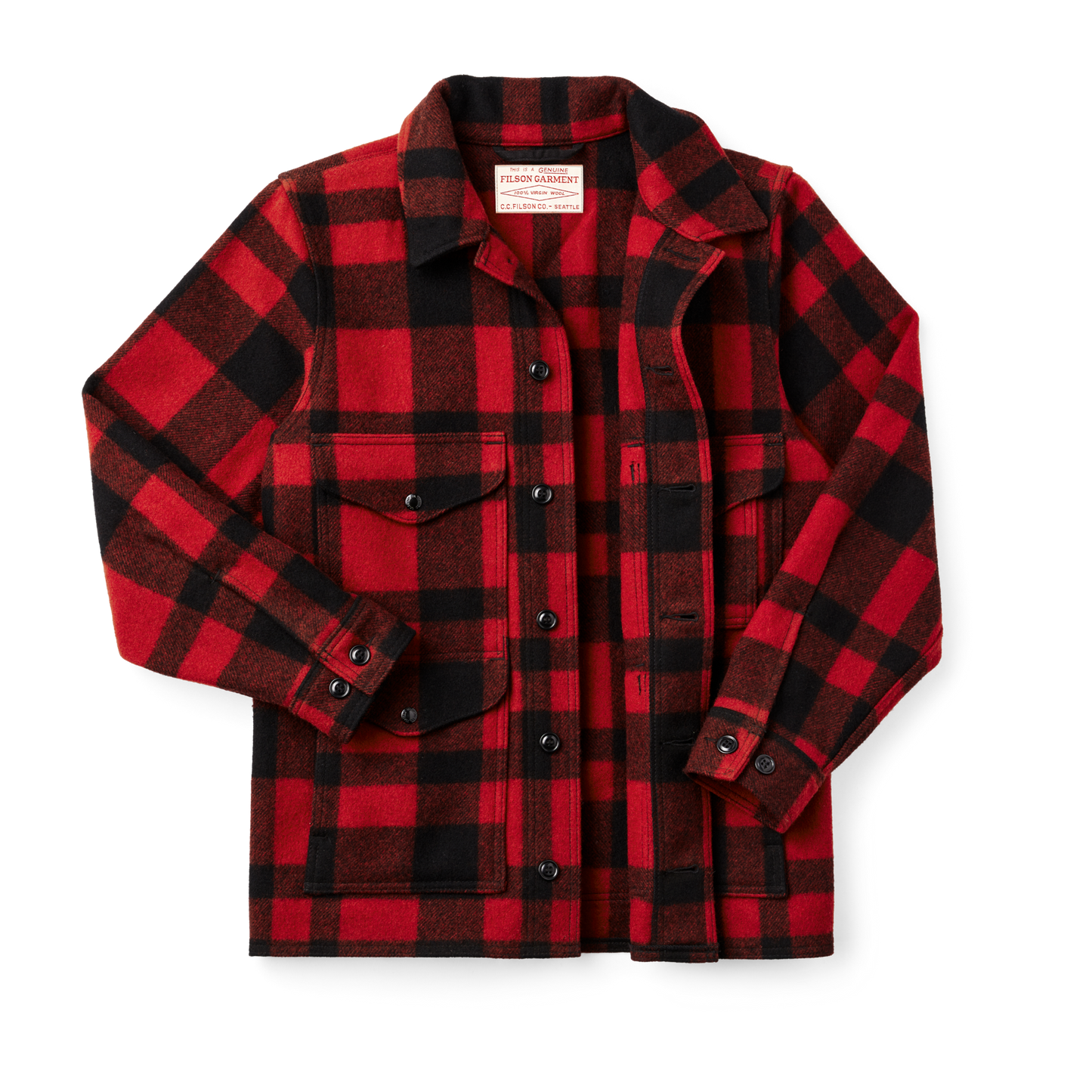 Alternate view of the Filson Mackinaw Wool Cruiser Jacket - Red/black Plaid