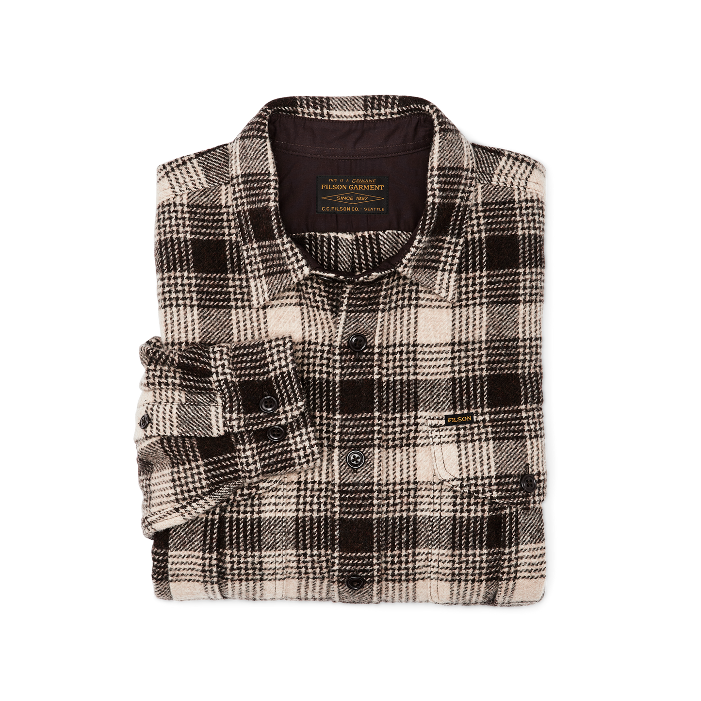 Alternate view of the Filson Northwest Wool Shirt - Cream / Brown Plaid