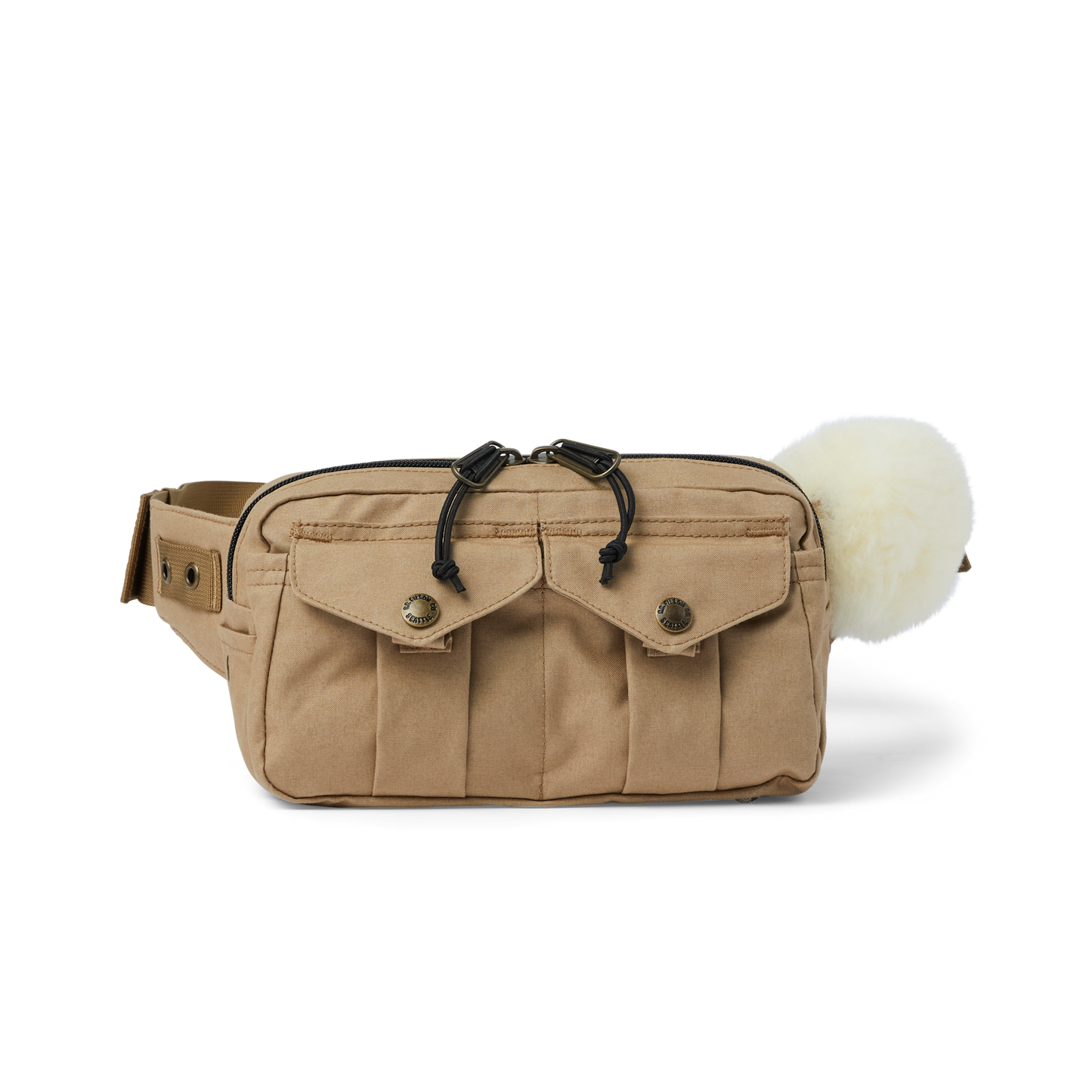 Front-facing image of the Filson Compact Fishing Waist Pack - Dark Tan