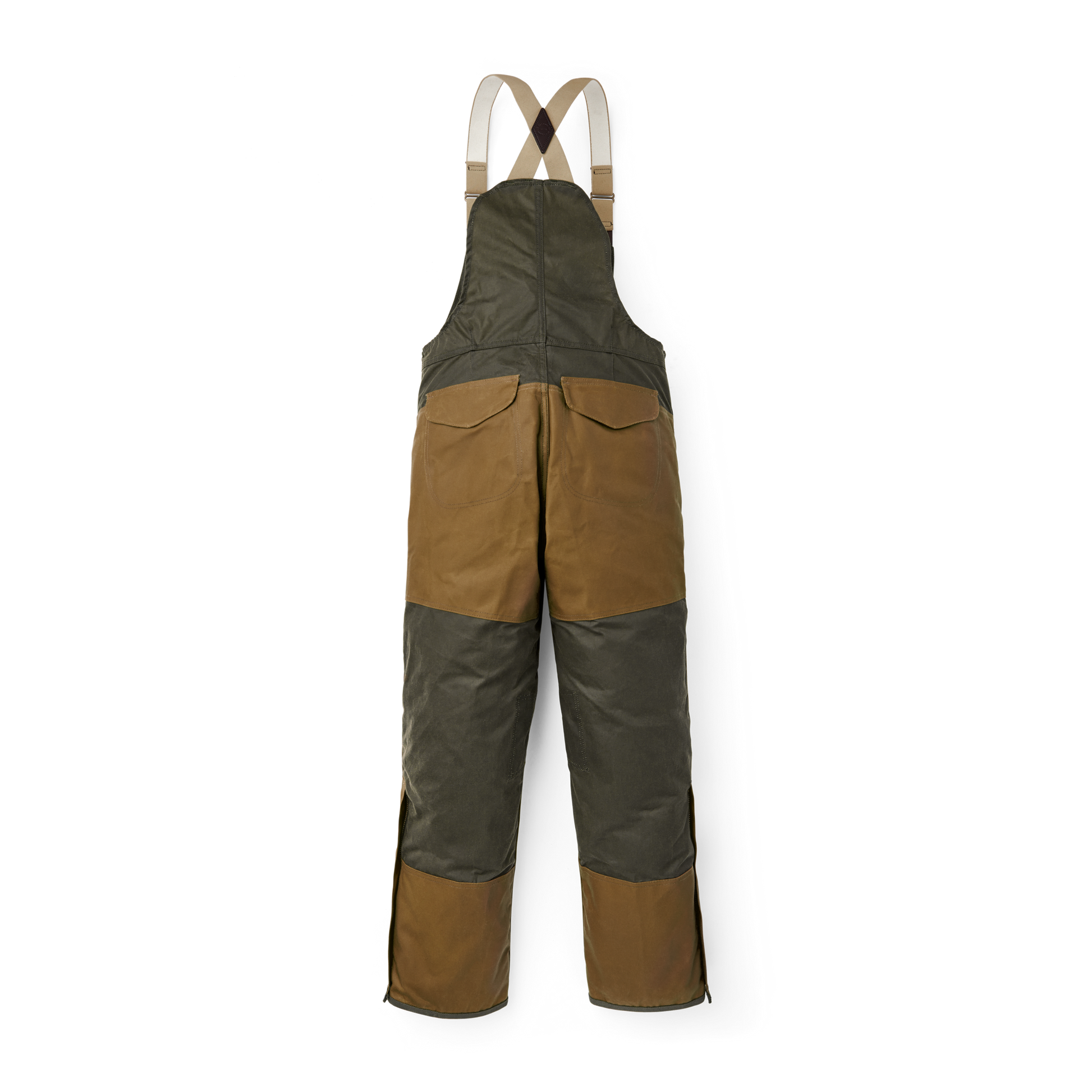 Alternate view of the Filson Double Hunting Bibs With Zipper - Otter Green / Dark Tan