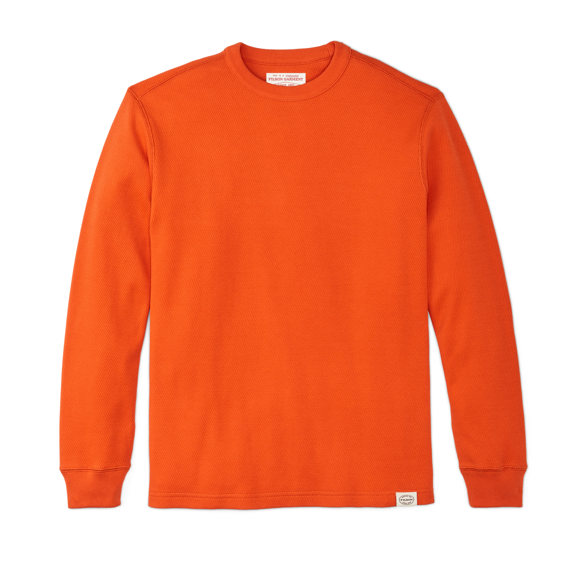 Front-facing image of the Filson Waffle Knit Thermal Crewneck - Flame