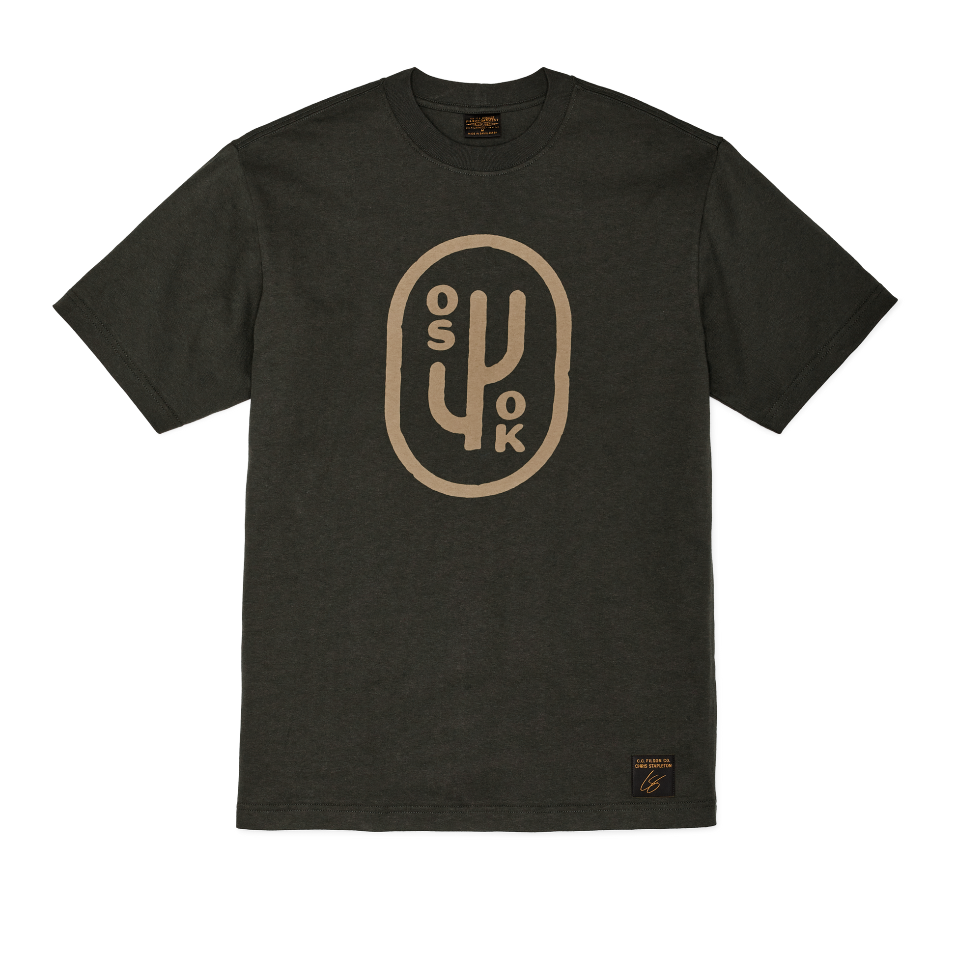 Front-facing image of the Filson State Of Kind T-shirt - Peat Black