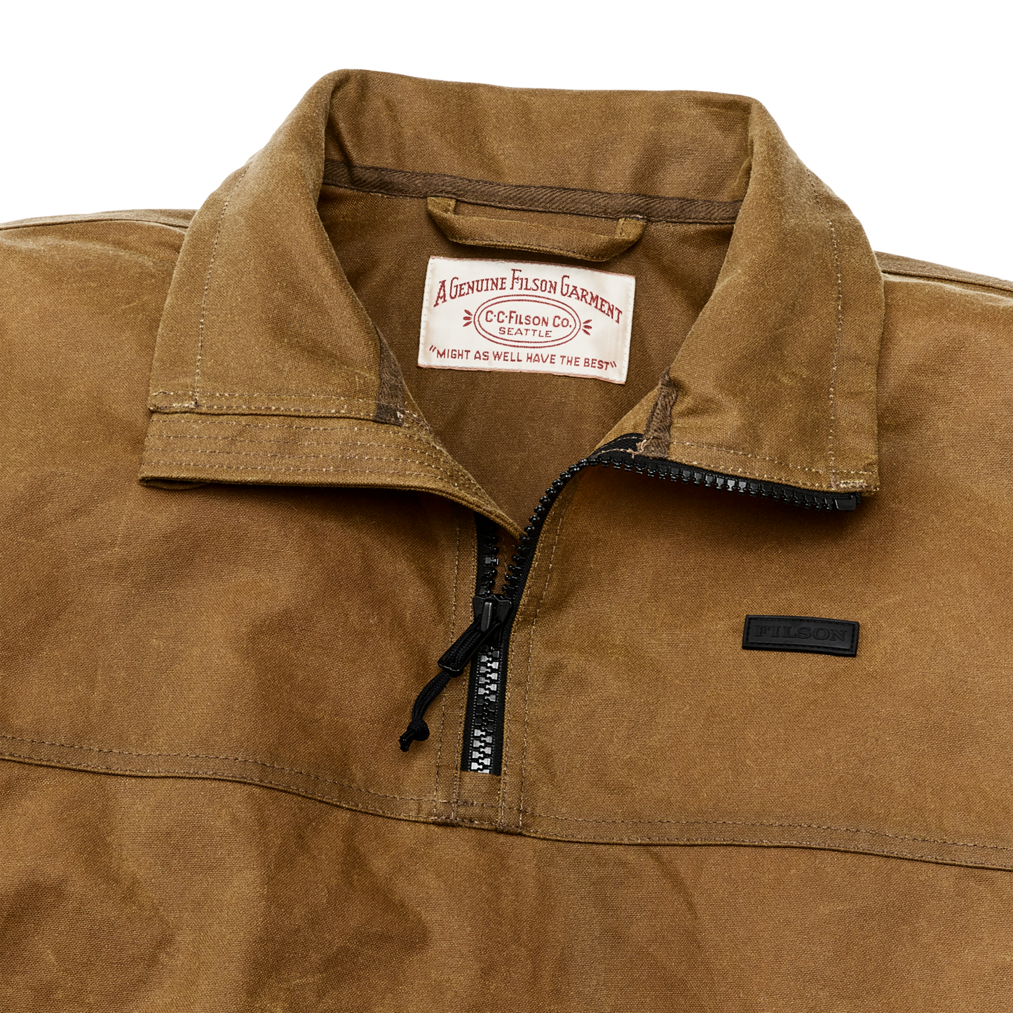 Alternate view of the Filson Tin Cloth Quarter Zip Pullover - Dark Tan