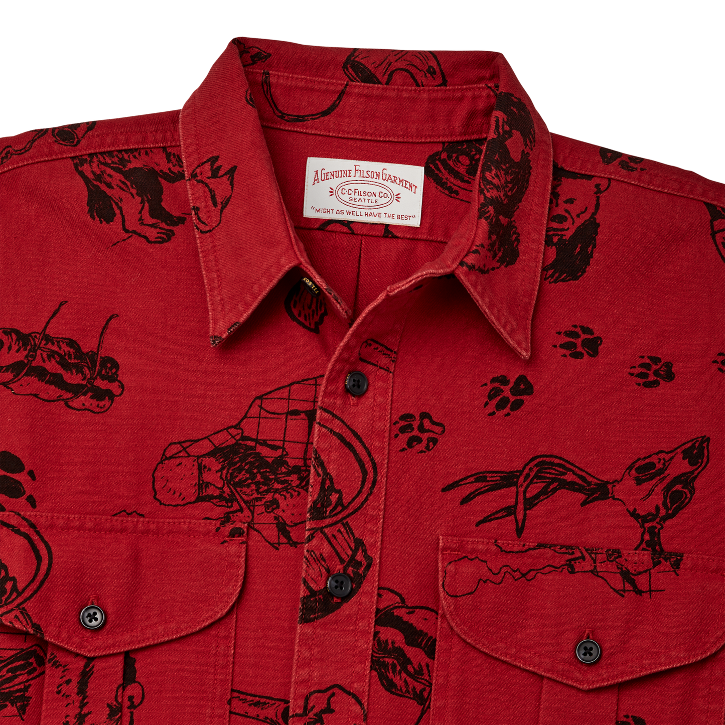 Alternate view of the Filson Vintage Wash Alaskan Guide Shirt - Freddy Cats - Yukon Route Print