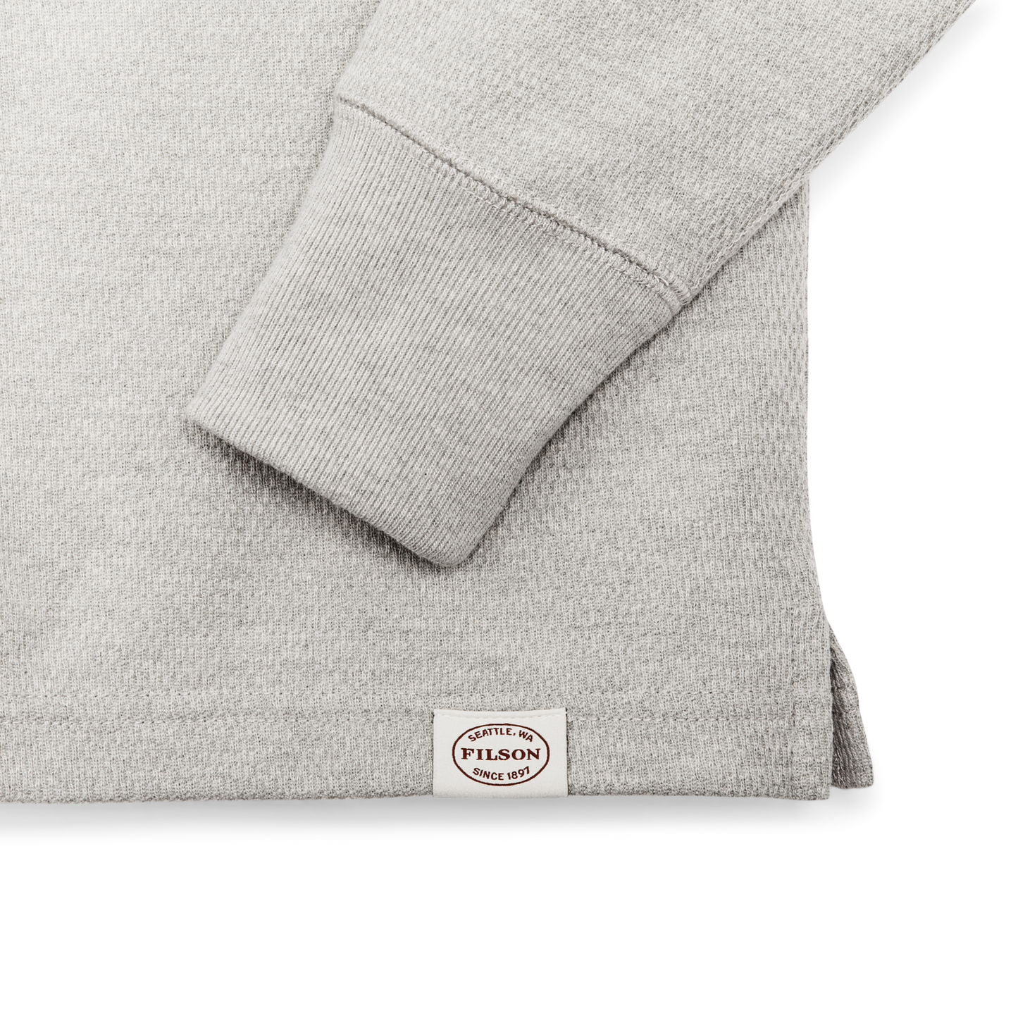 Alternate view of the Filson Waffle Knit Henley - Light Heather Gray