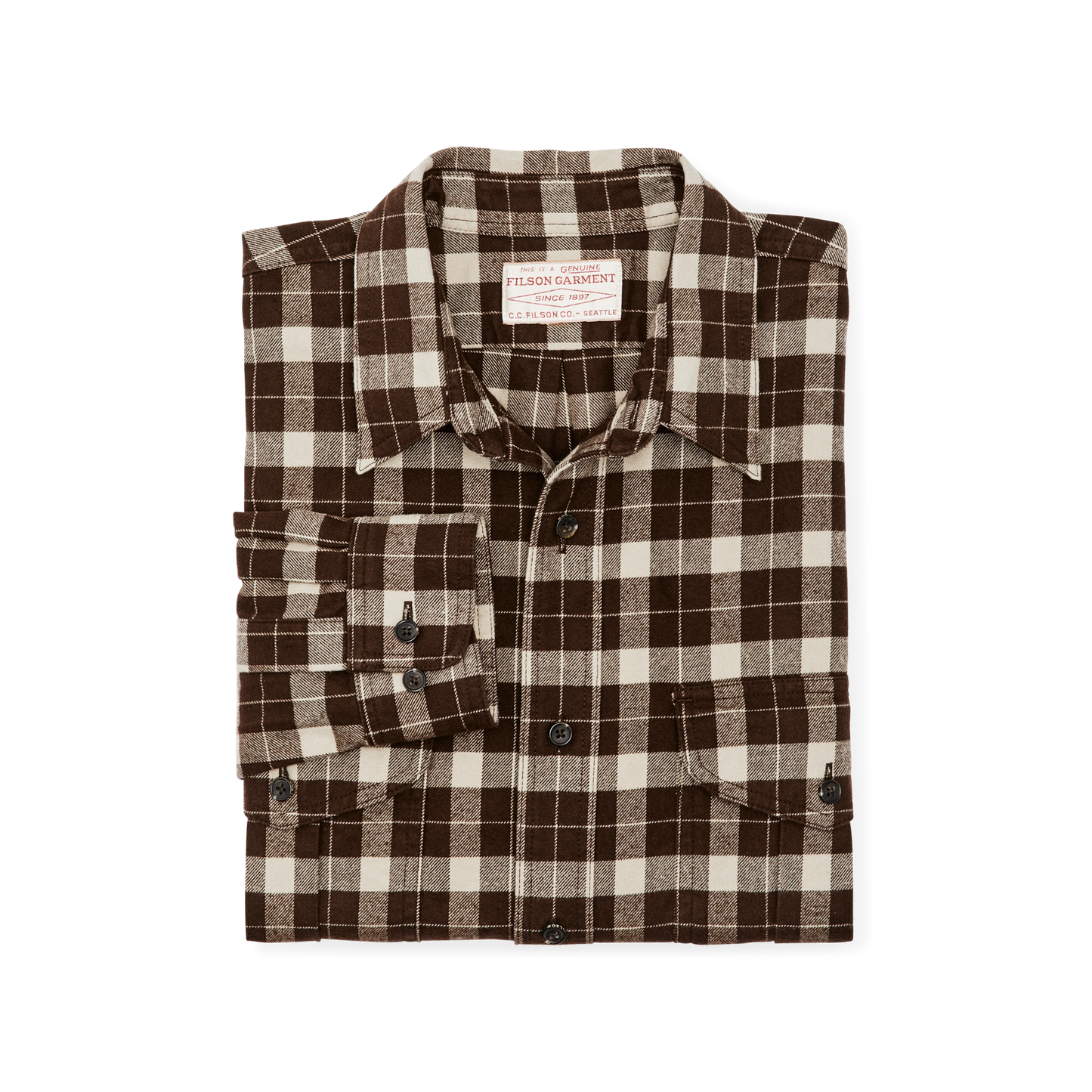 Alternate view of the Filson Alaskan Guide Shirt - Brown / Cream Plaid