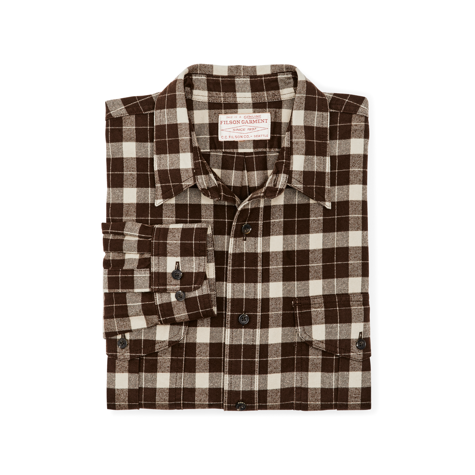 Alternate view of the Filson Alaskan Guide Shirt - Brown / Cream Plaid