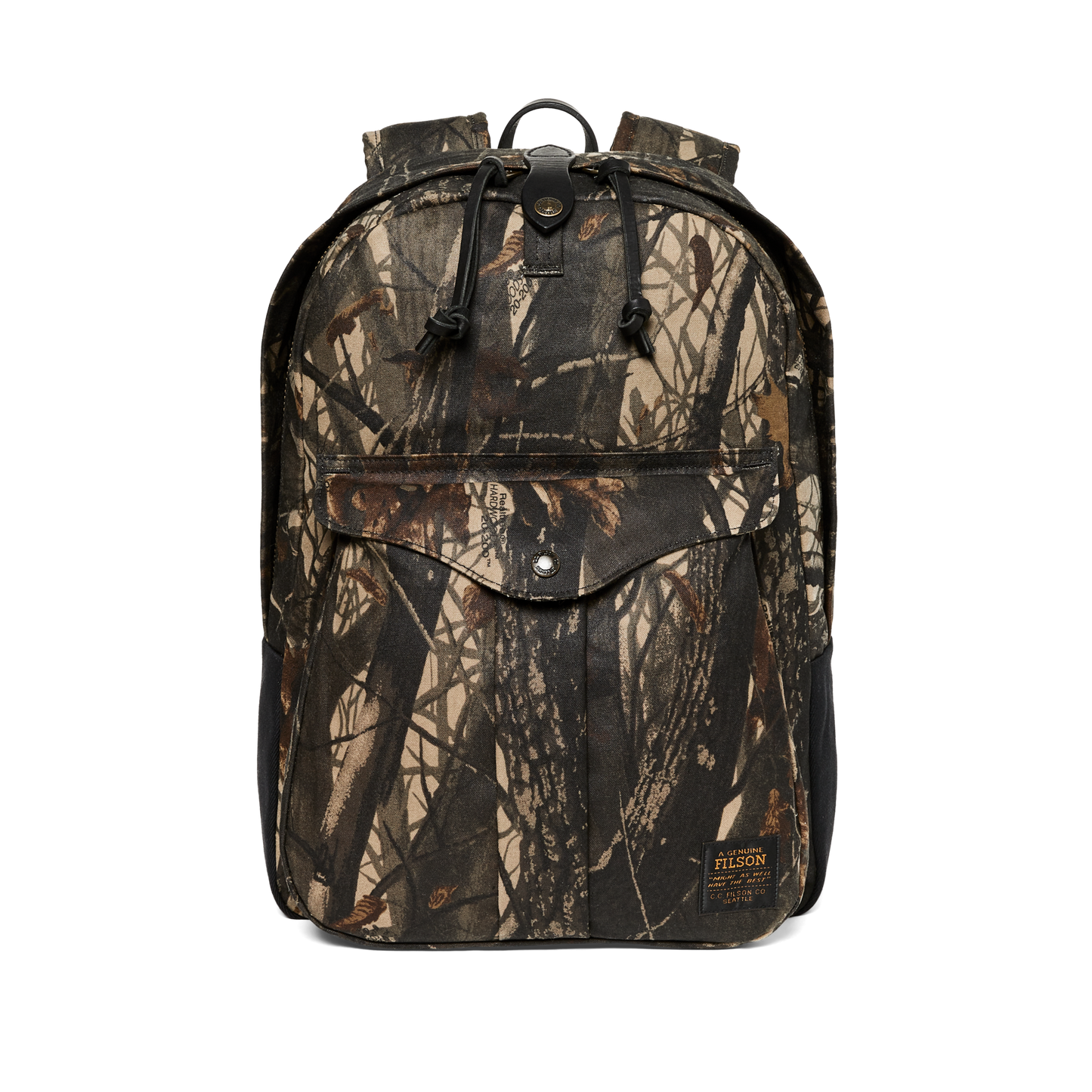 Front-facing image of the Filson Journeyman Backpack - Realtree Hardwoods Camo