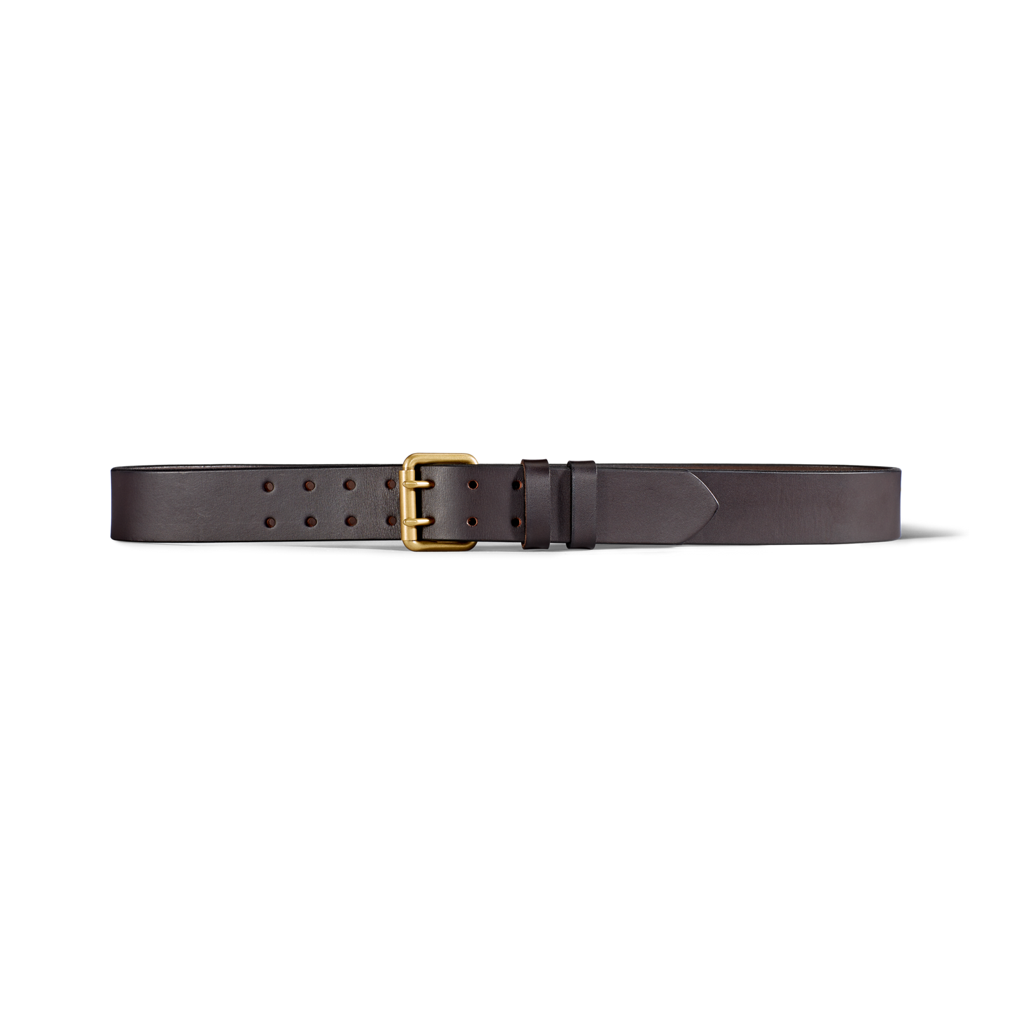 Front-facing image of the Filson Bridle Leather Double Prong Belt - Brown Leather