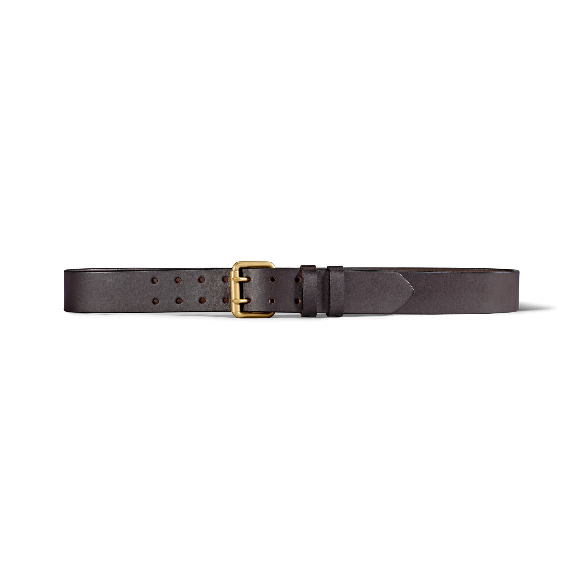 Front-facing image of the Filson Bridle Leather Double Prong Belt - Brown Leather