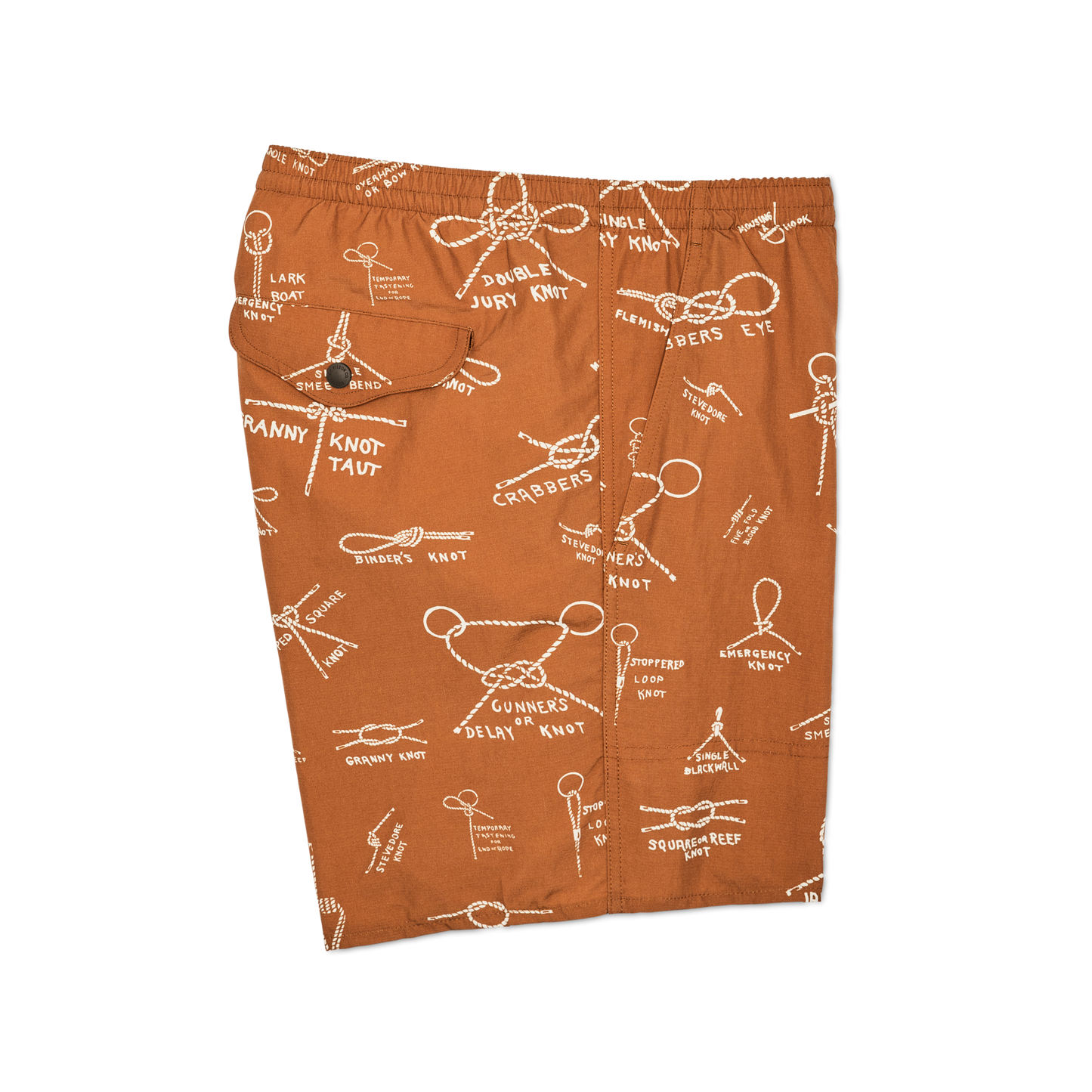 Alternate view of the Filson Oxbow Lake Trunks - Bourbon / Knots