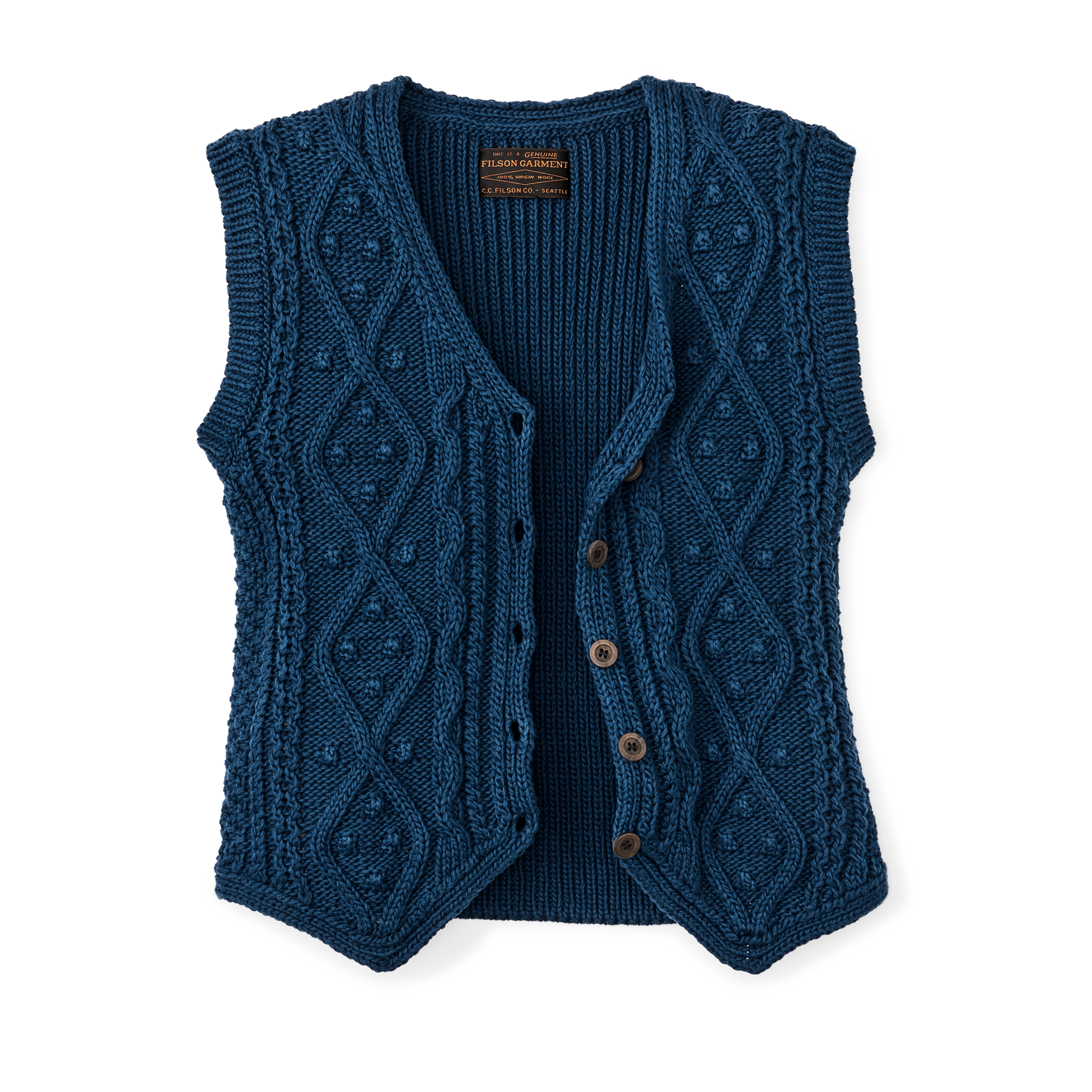 Alternate view of the Filson Women's Rustic Cable Knit Vest - Deep Blue