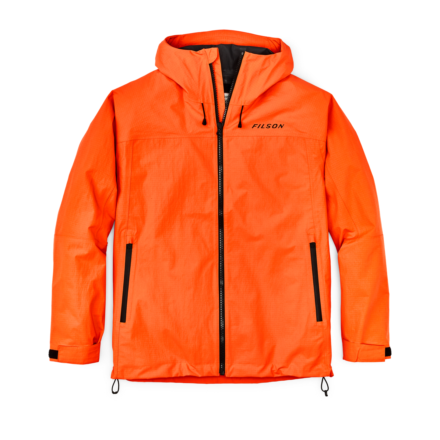 Front-facing image of the Filson Swiftwater Rain Jacket - Blaze Orange