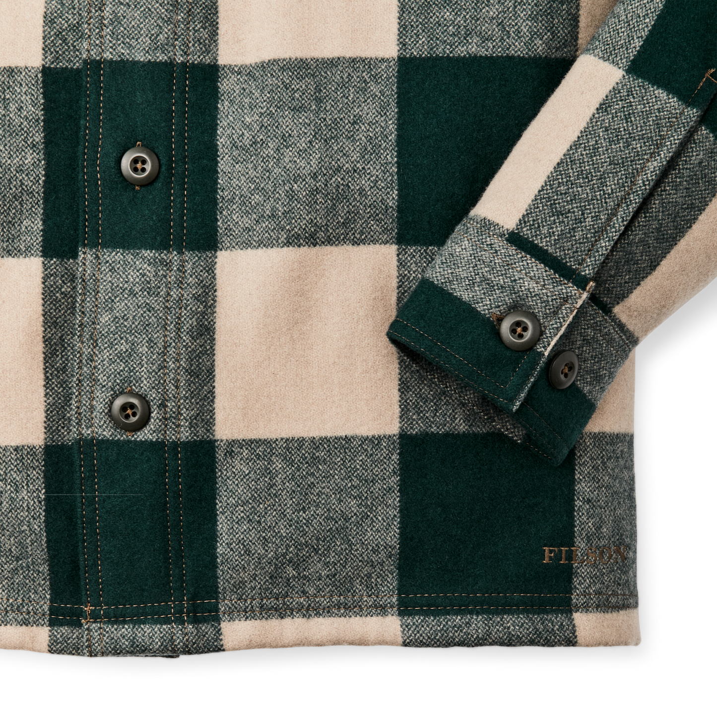 Alternate view of the Filson Wool Jac-shirt - Pine / Beige Check