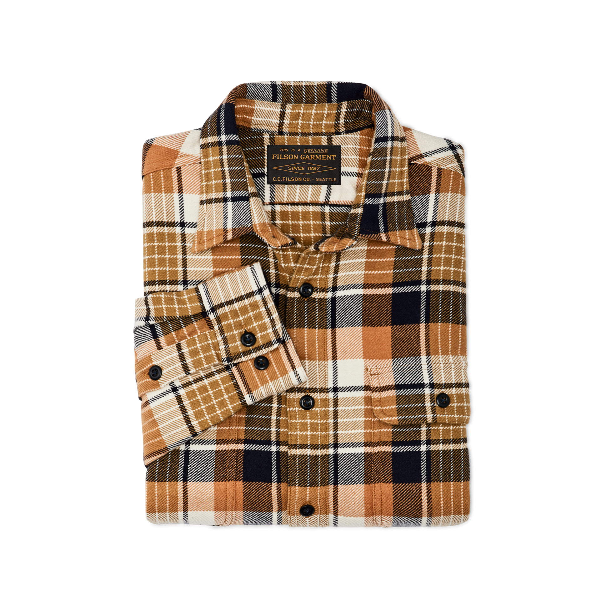 Alternate view of the Filson Vintage Flannel Work Shirt - Navy Cumin Red