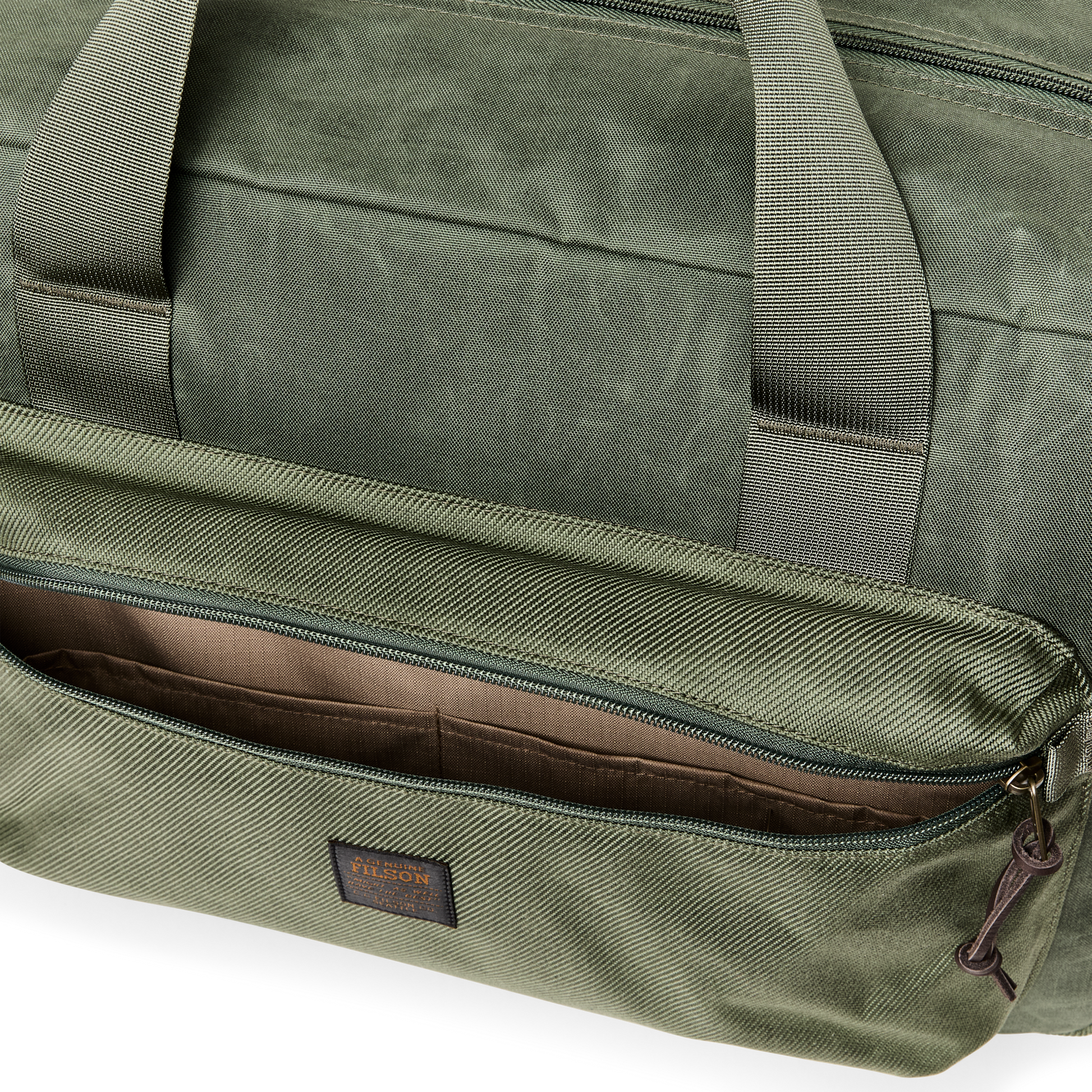 Alternate view of the Filson Surveyor Pullman Pack - Service Green