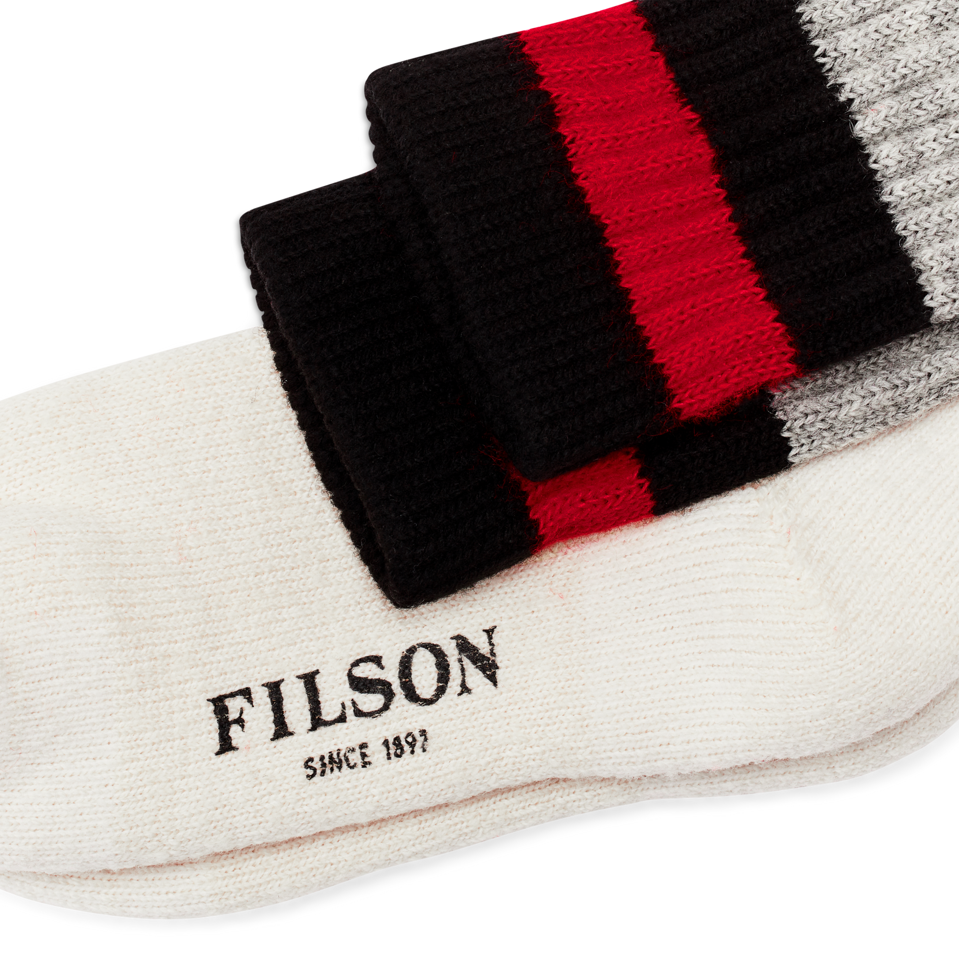 Alternate view of the Filson 1970s Logger Thermal Socks - Black / Red