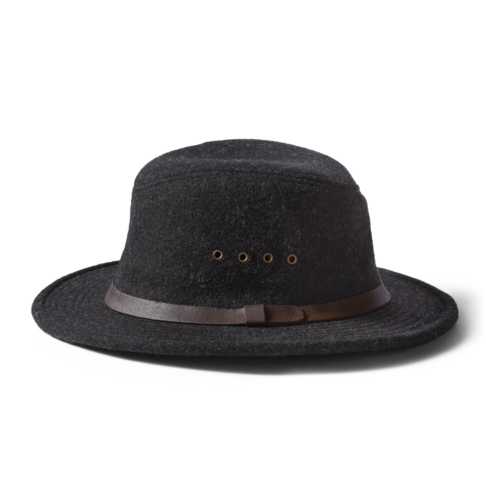 Front-facing image of the Filson Mackinaw Wool Packer Hat - Charcoal