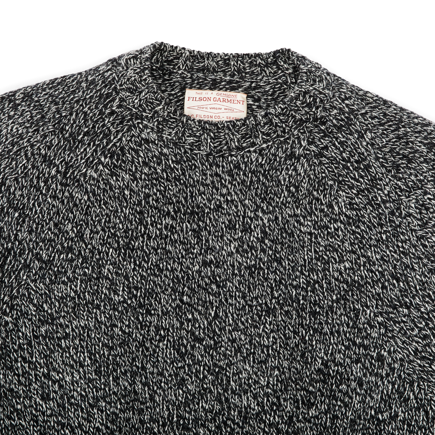 Alternate view of the Filson Heritage 3-gauge Wool Sweater - Black / White Melange