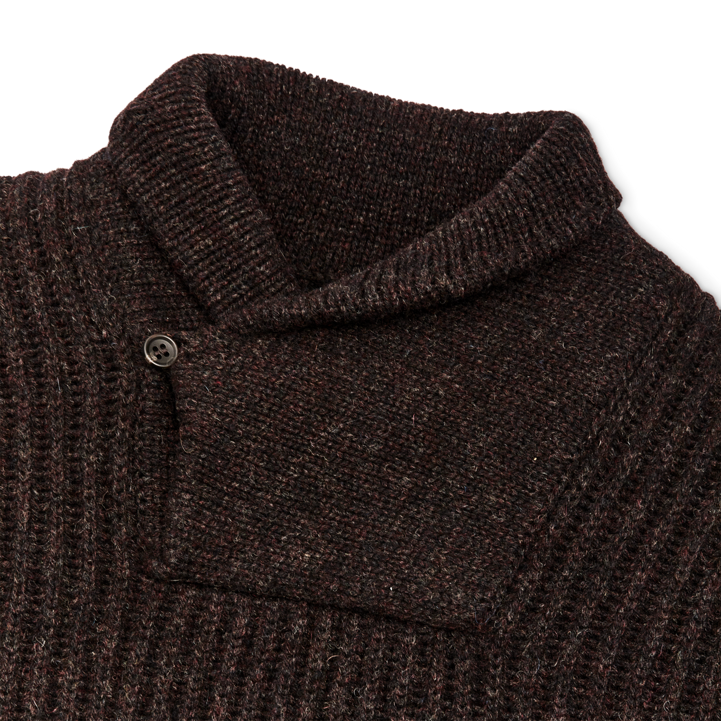 Alternate view of the Filson Bristol Shawl Neck Sweater  - Dark Brown Heather