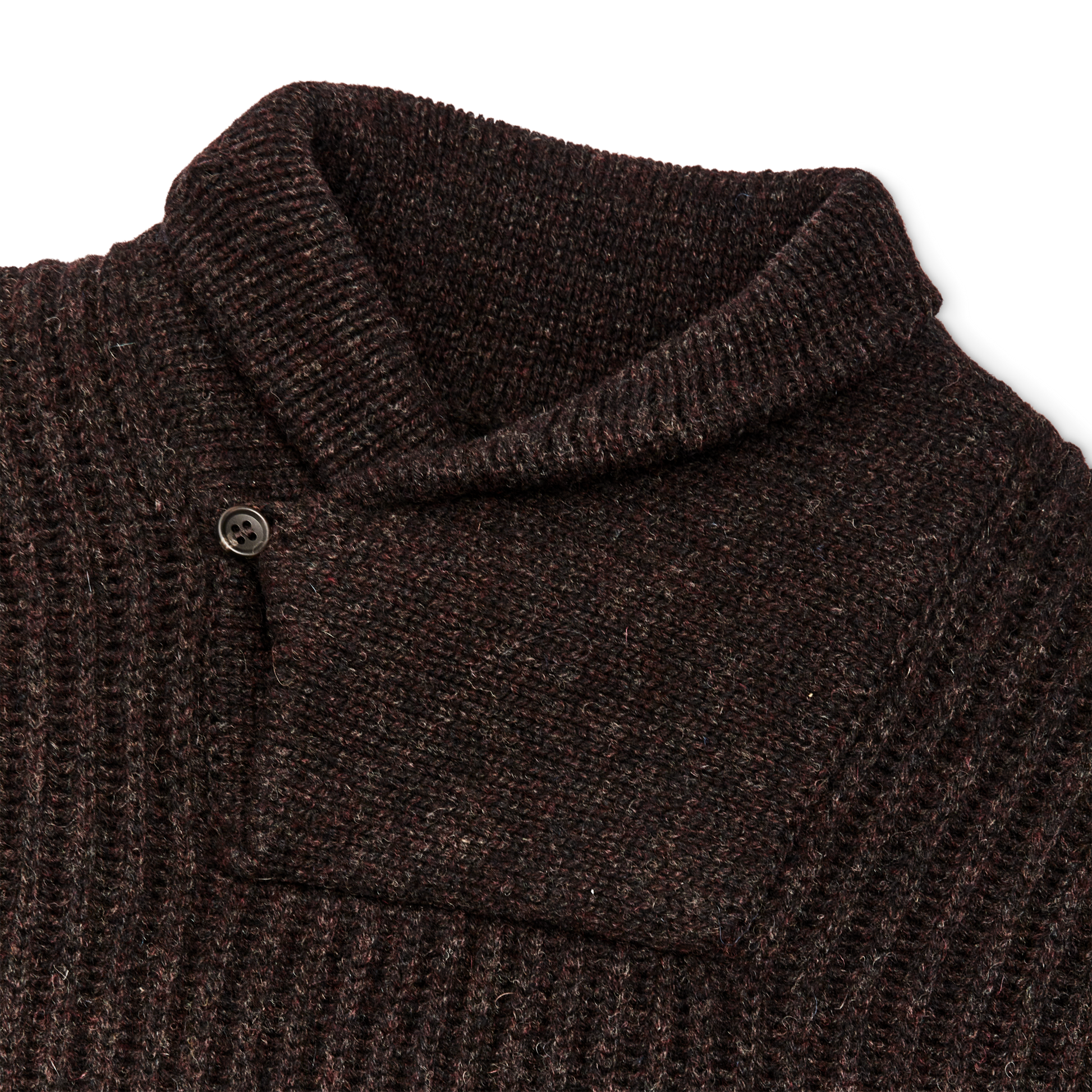 Alternate view of the Filson Bristol Shawl Neck Sweater  - Dark Brown Heather