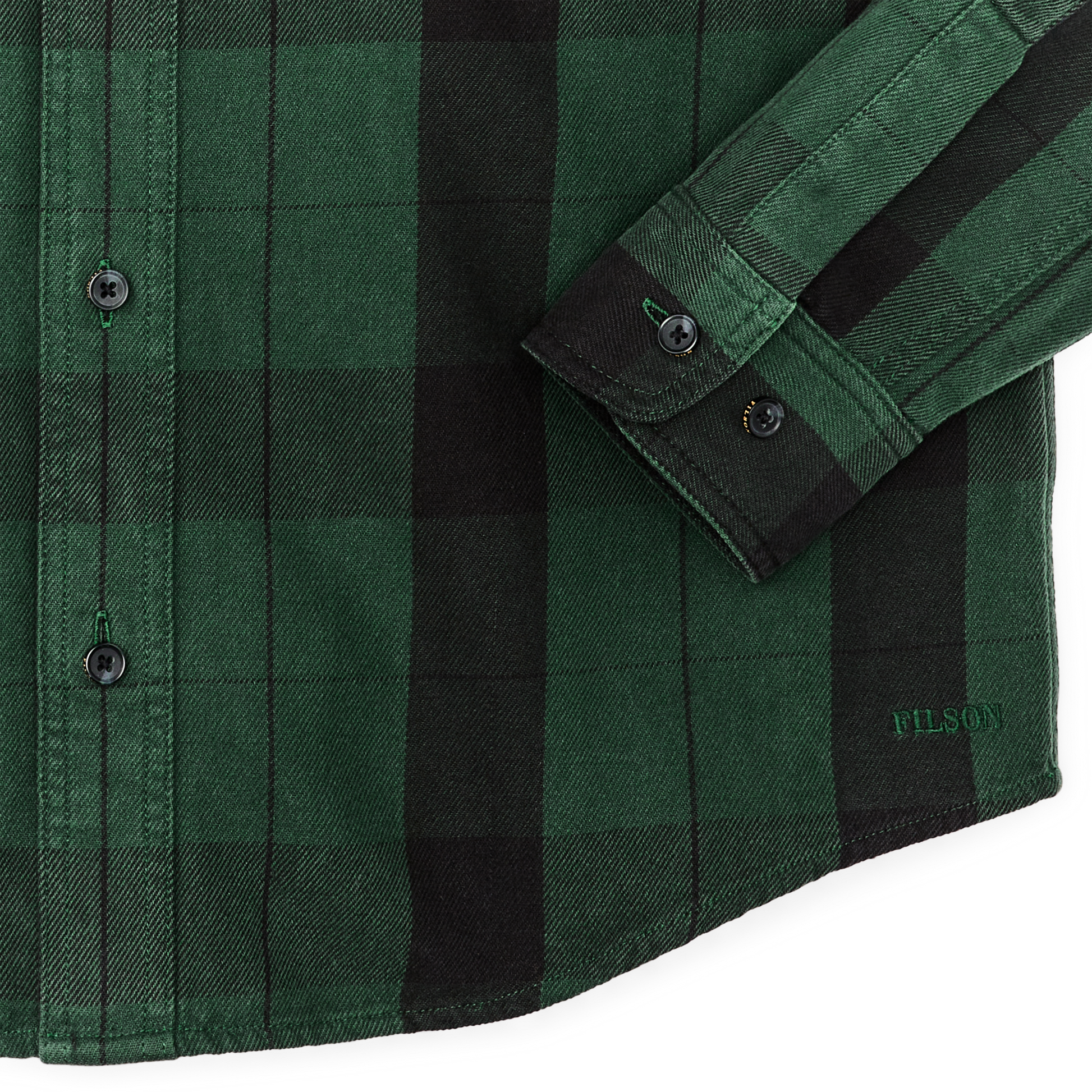 Alternate view of the Filson Vintage Wash Alaskan Guide Shirt - Forest Green / Black