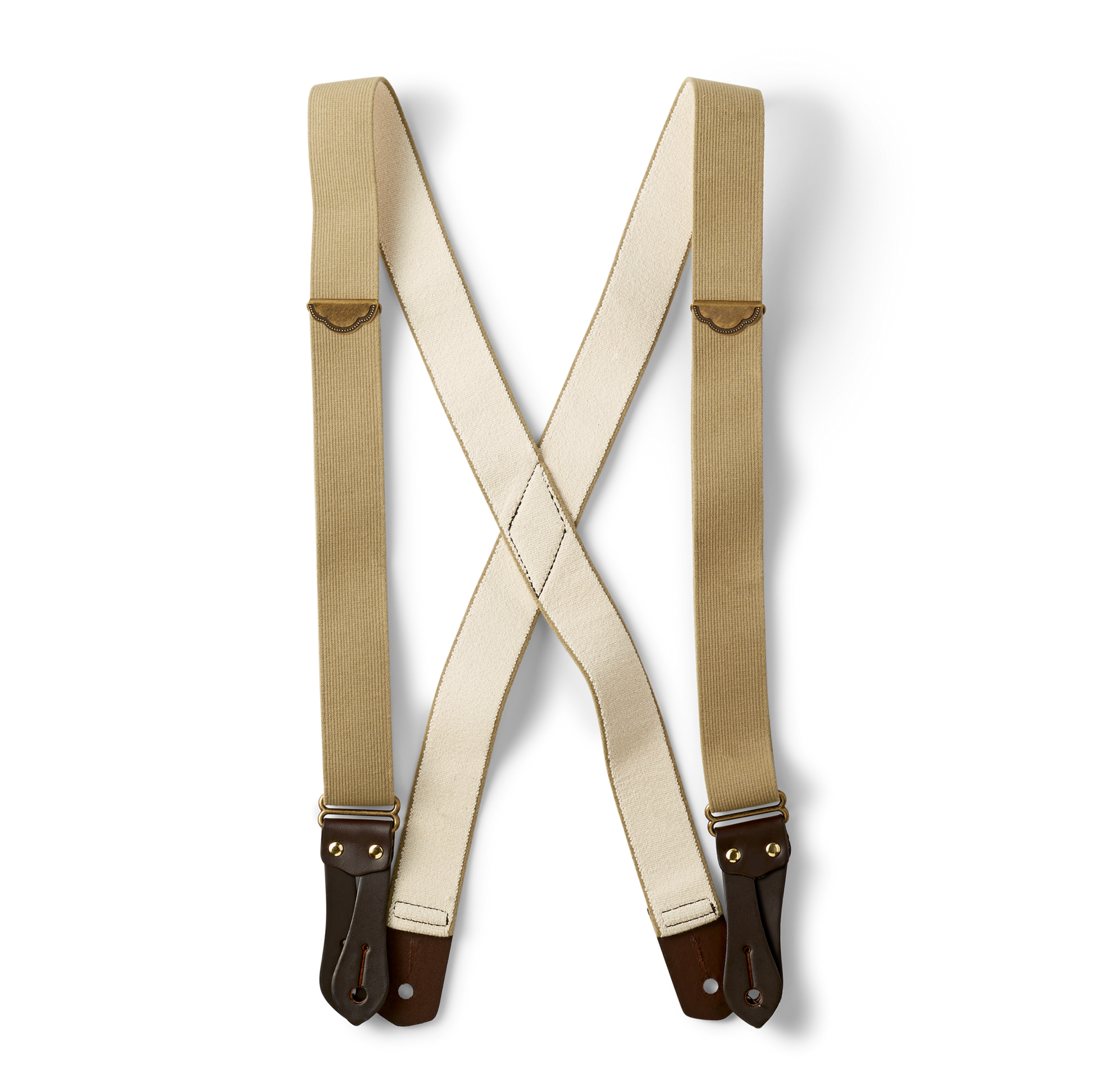 Front-facing image of the Filson Tab Suspenders - Tan