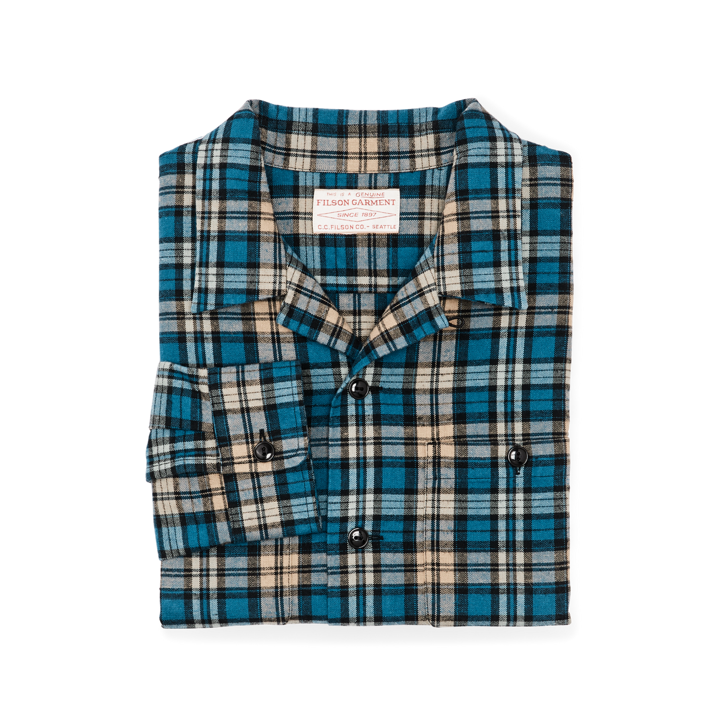 Alternate view of the Filson Elk Heights Camp Shirt - Blue / Black / Khaki Plaid