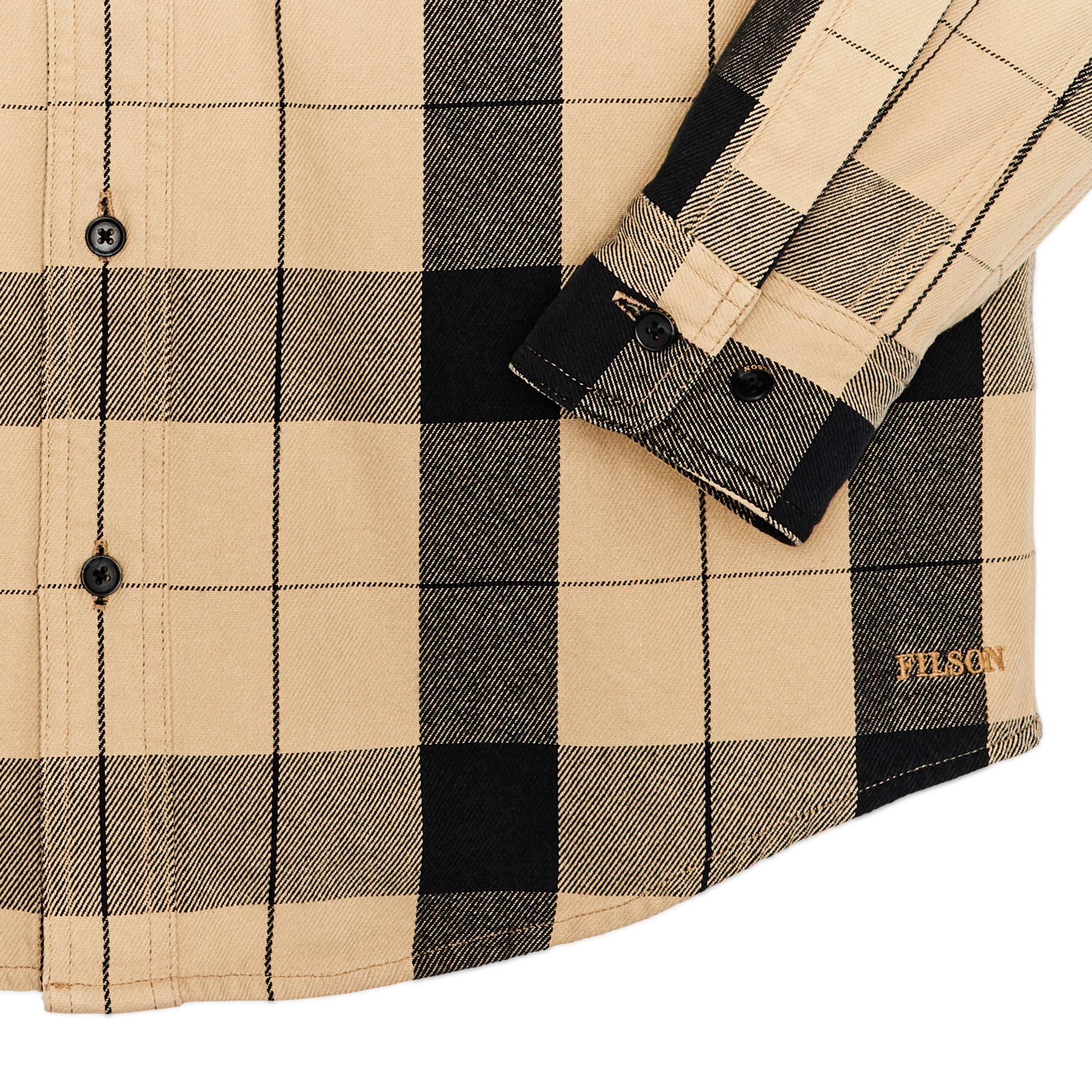 Alternate view of the Filson Vintage Wash Alaskan Guide Shirt - Tan / Black Plaid