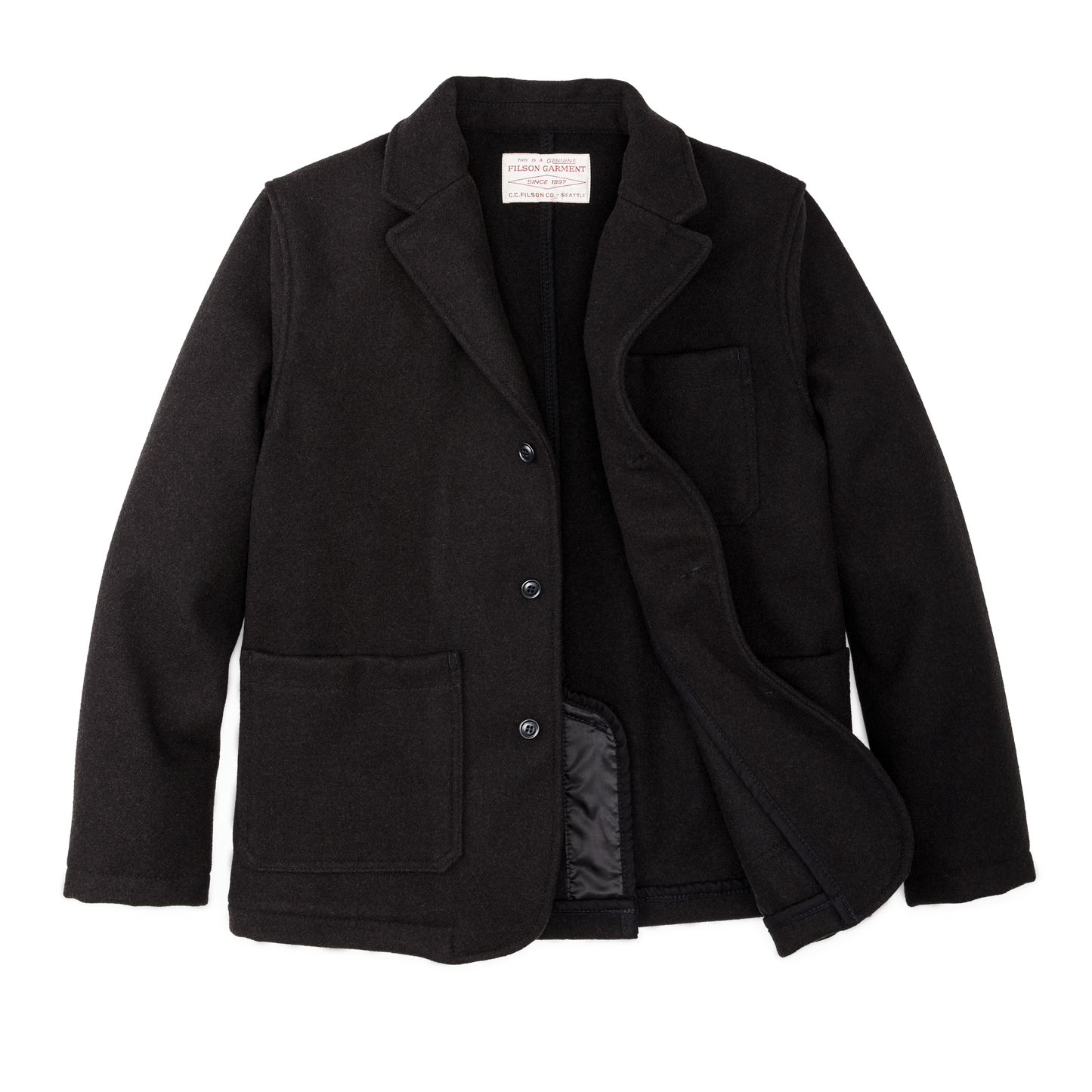 Alternate view of the Filson Mackinaw Wool Blazer - Brown Black Twill