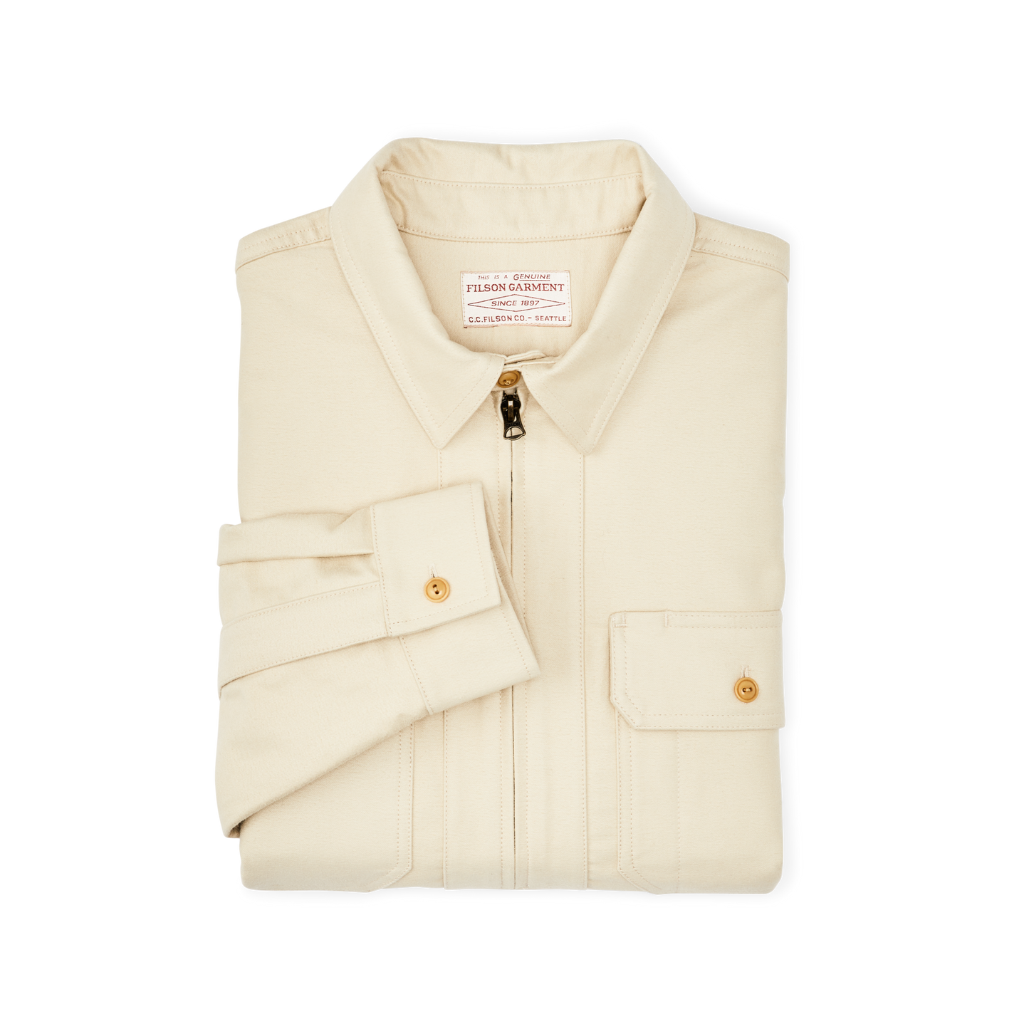 Alternate view of the Filson Moleskin Quarter Zip Shirt - Khaki