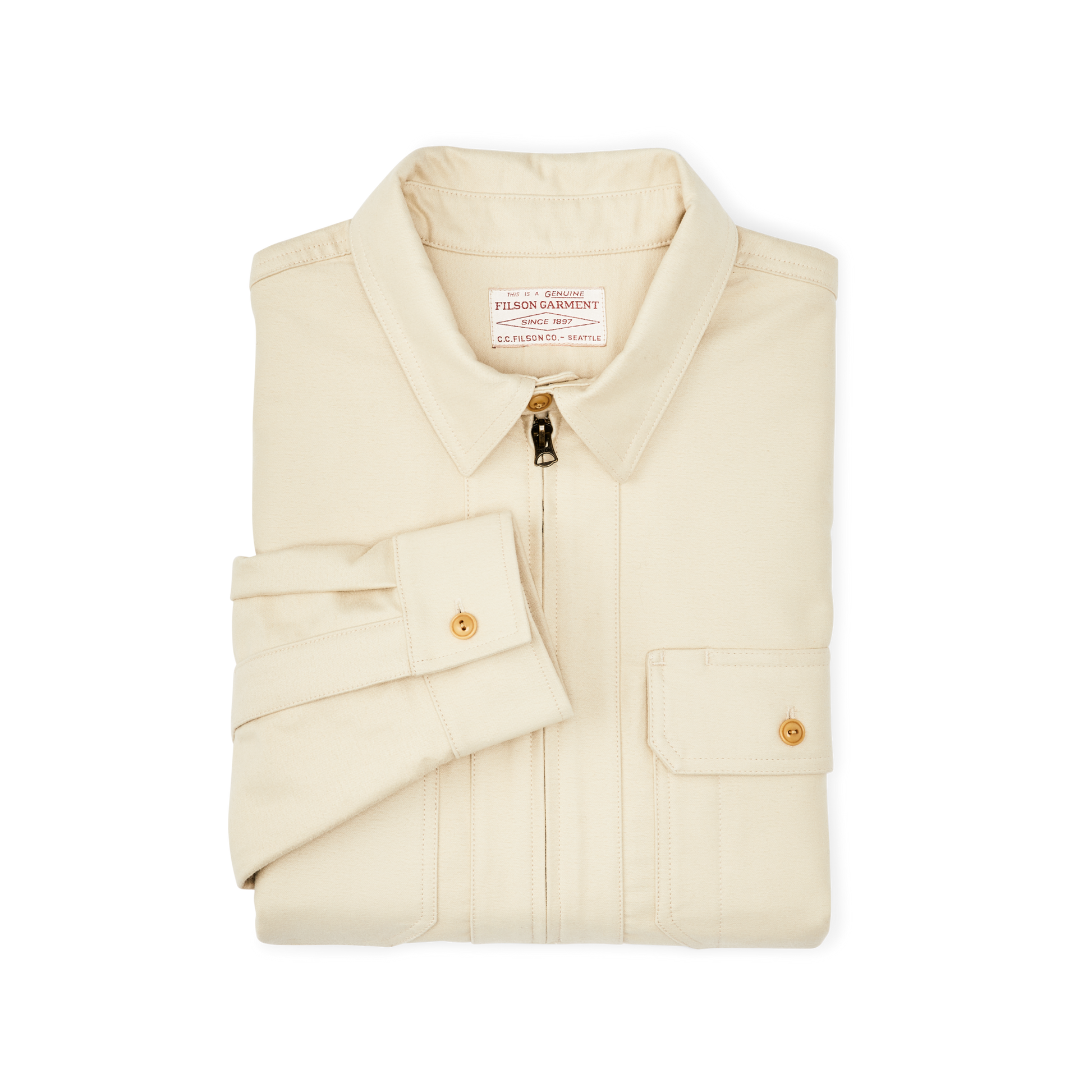 Alternate view of the Filson Moleskin Quarter Zip Shirt - Khaki