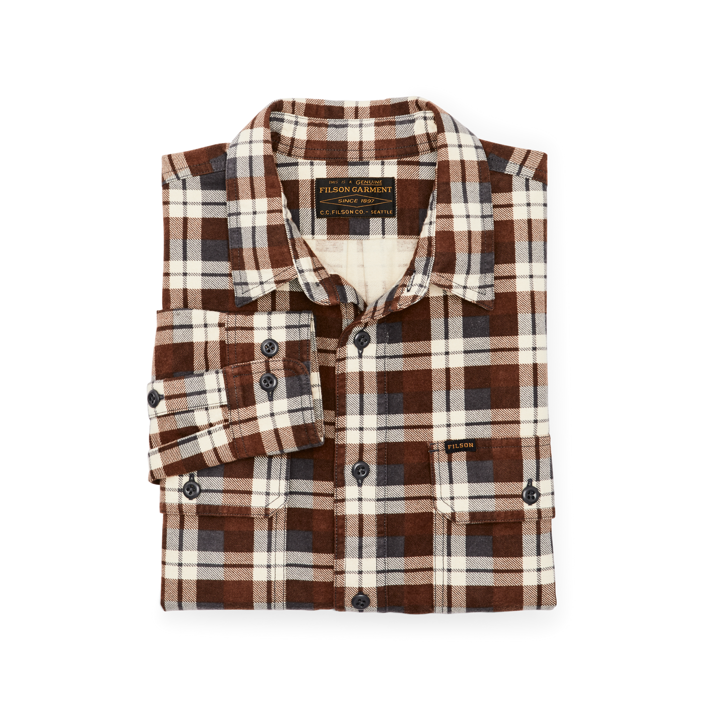 Alternate view of the Filson Field Flannel Shirt - Brown / Gray Plaid