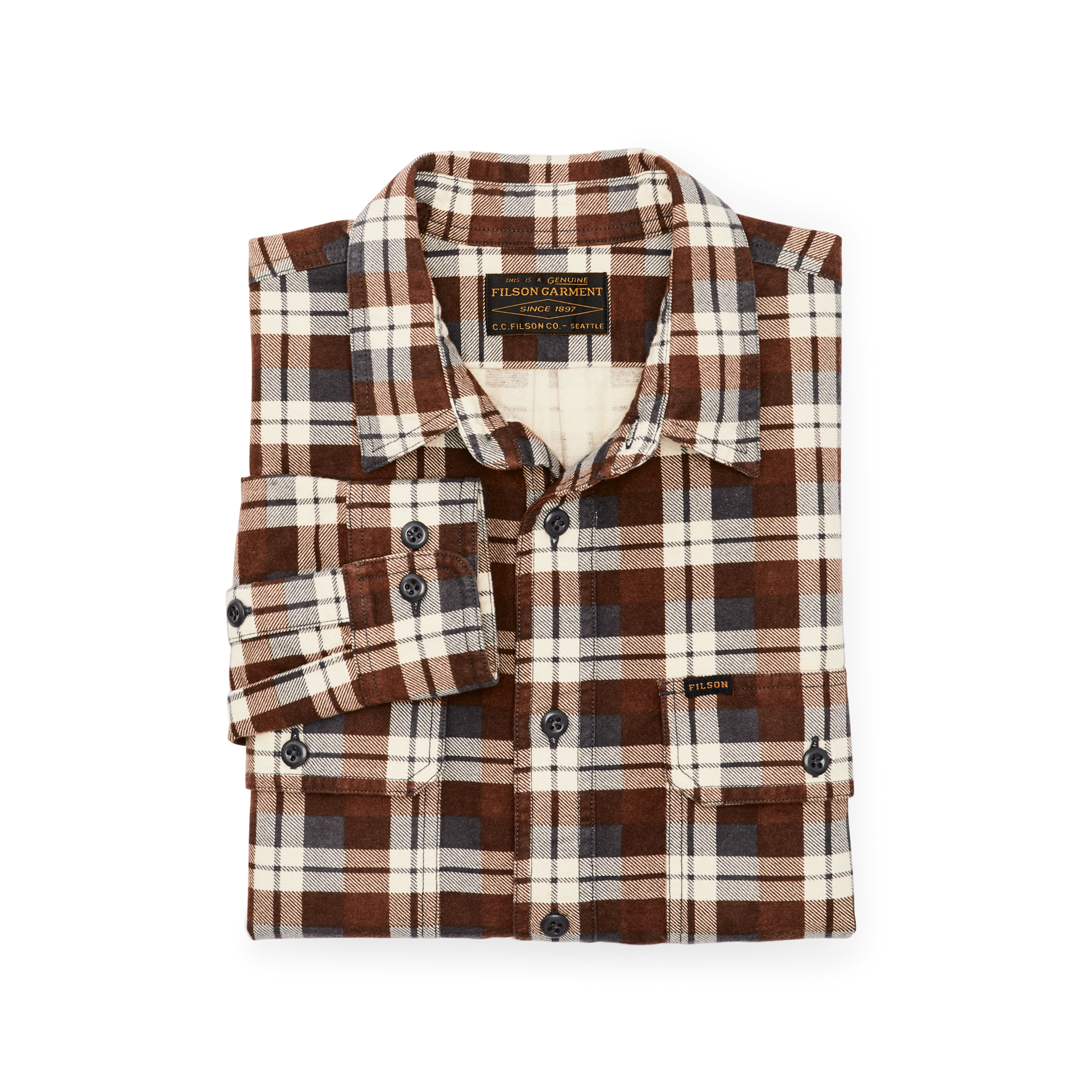 Alternate view of the Filson Field Flannel Shirt - Brown / Gray Plaid