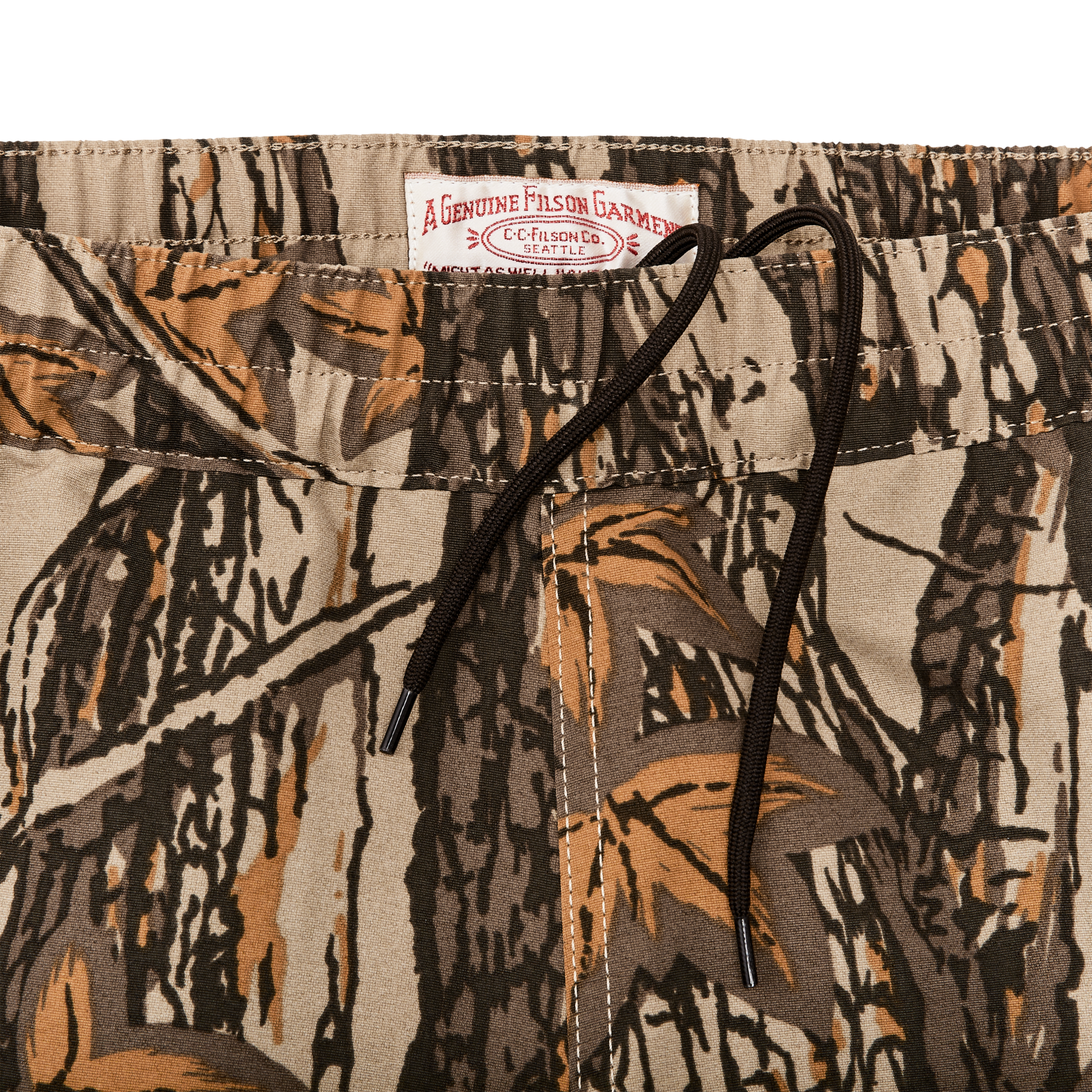 Alternate view of the Filson Cooper Lake Trunks  - Maple Bark Camo / Tan