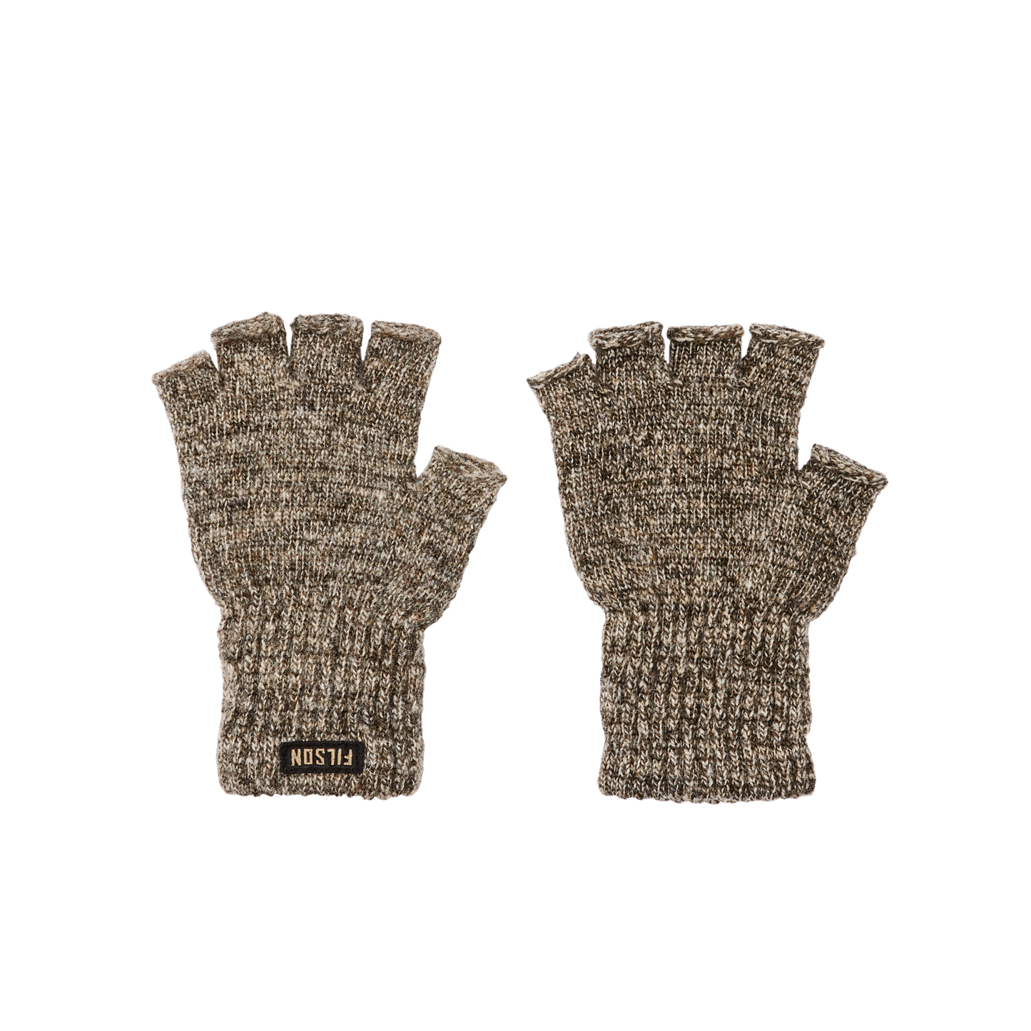 Front-facing image of the Filson Fingerless Knit Gloves - Root Heather