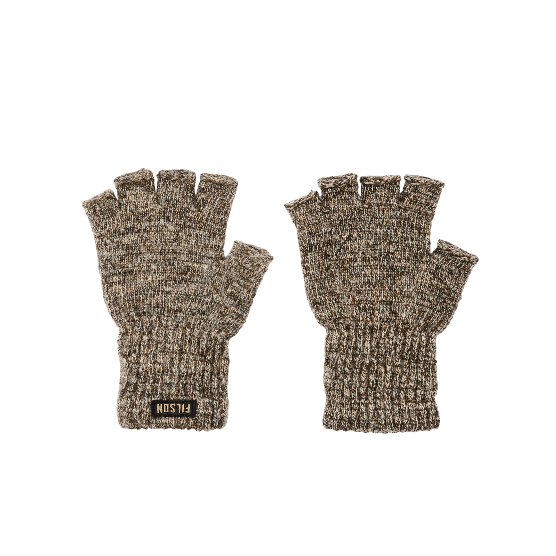 Front-facing image of the Filson Fingerless Knit Gloves - Root Heather