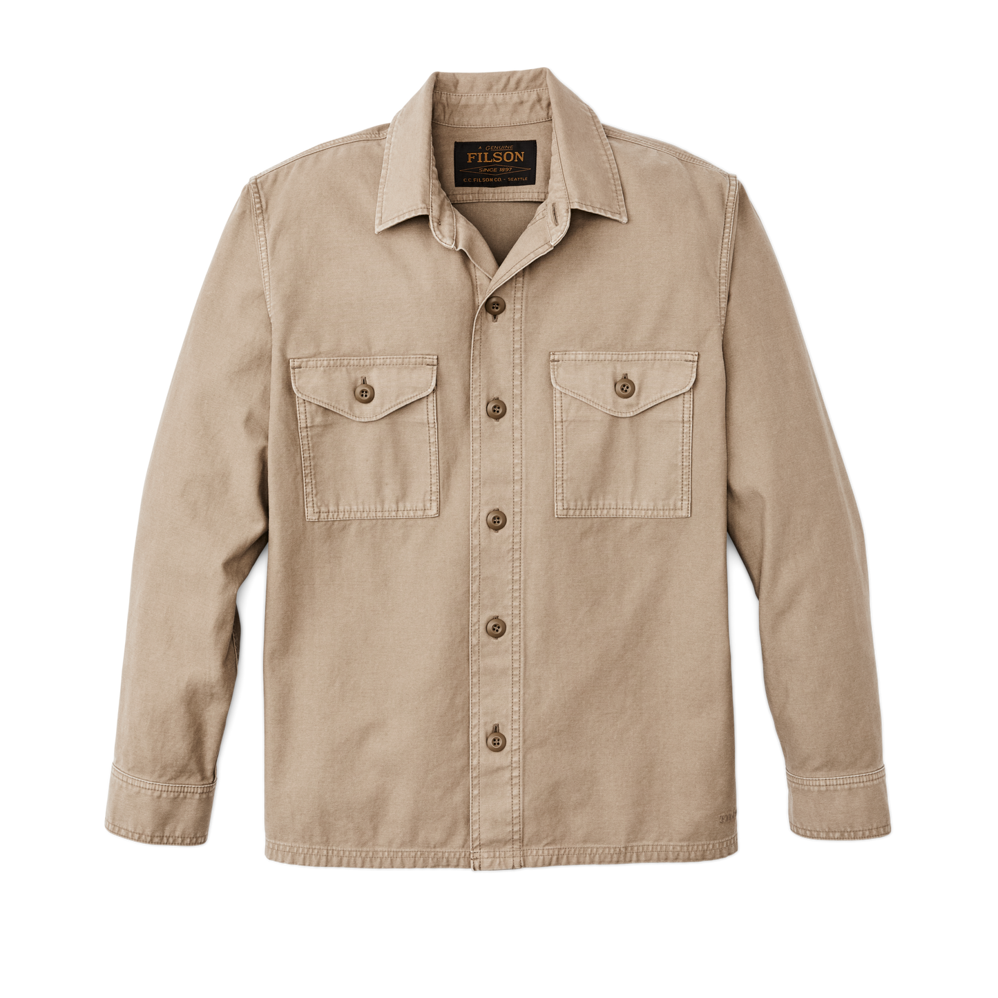 Front-facing image of the Filson Field Jac-shirt - Gray Khaki