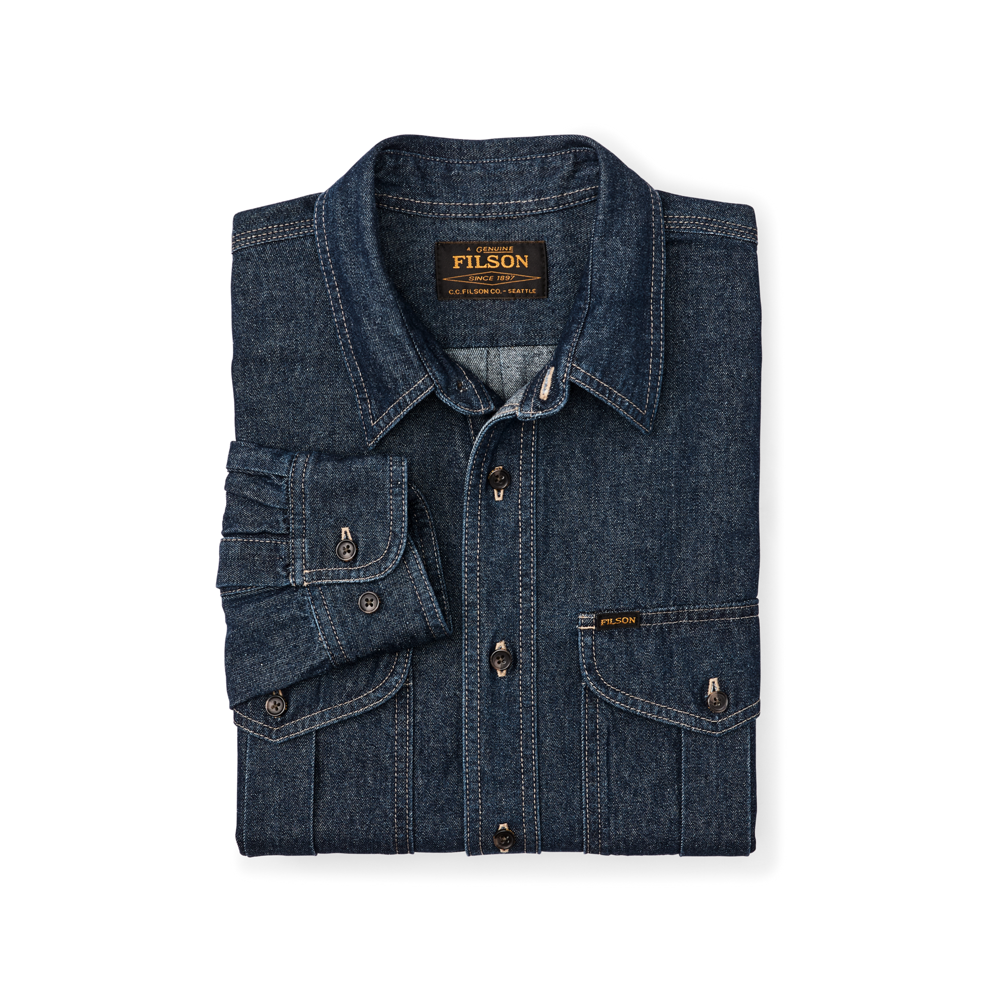 Alternate view of the Filson Denim Guide Shirt - Rinse Indigo