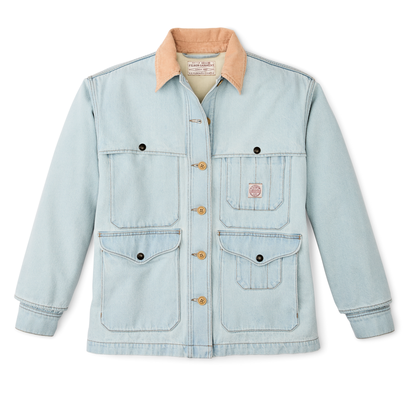 Front-facing image of the Filson Women's 9-oz. Denim Cruiser - Sun Bleach