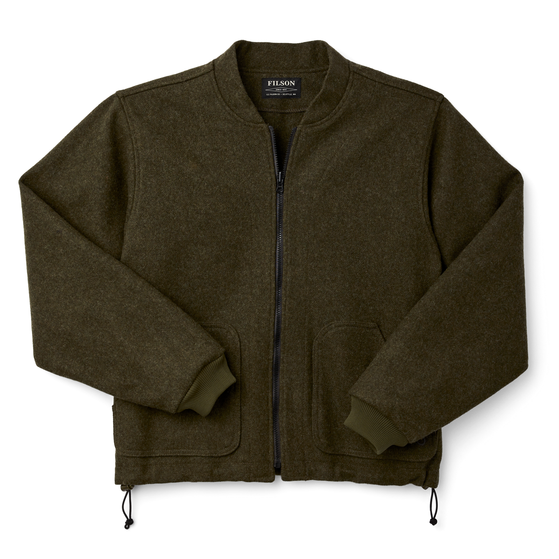 Front-facing image of the Filson Mackinaw Wool Jacket Liner - Forest Green