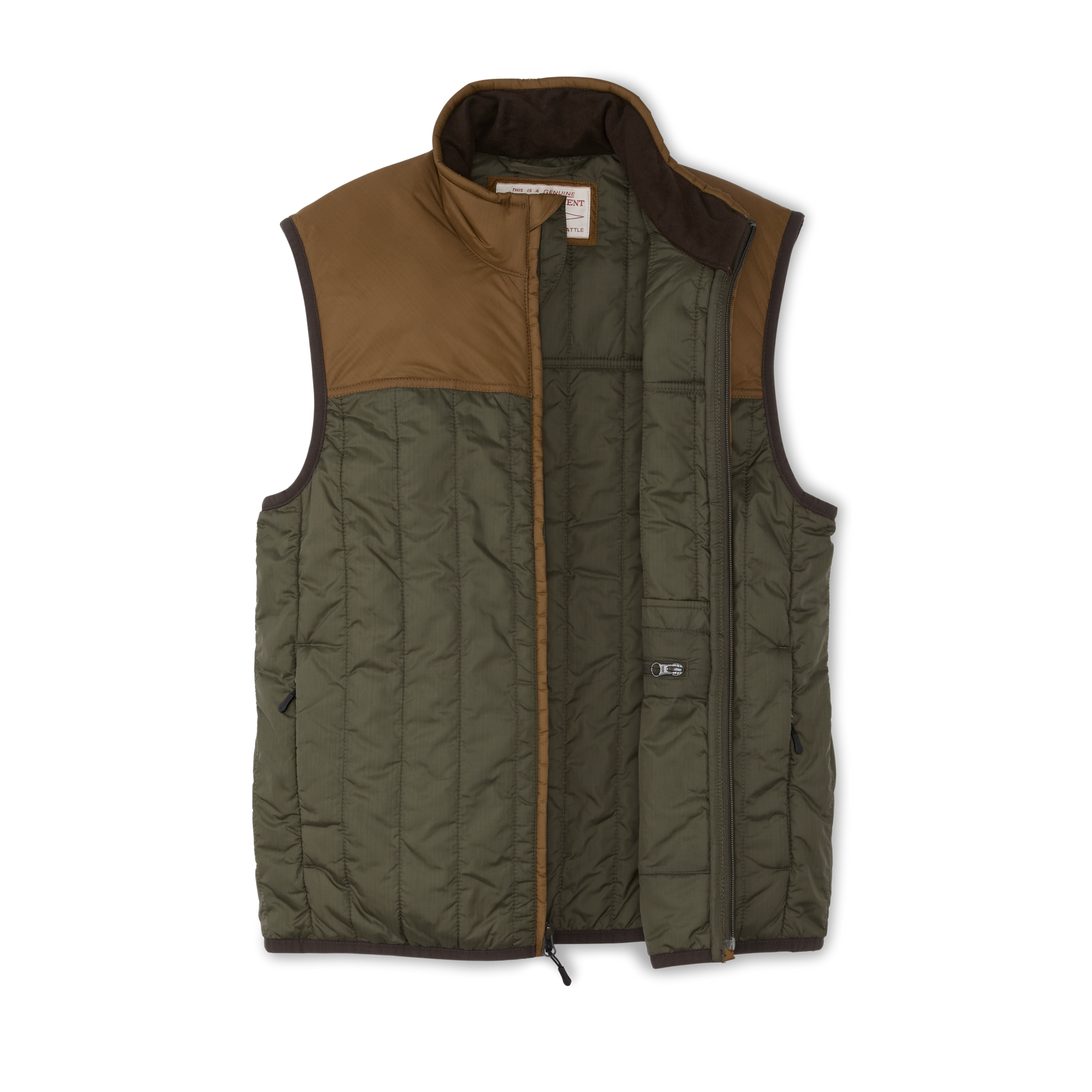 Alternate view of the Filson Ultralight Vest - Surplus Green/ Gold Ochre