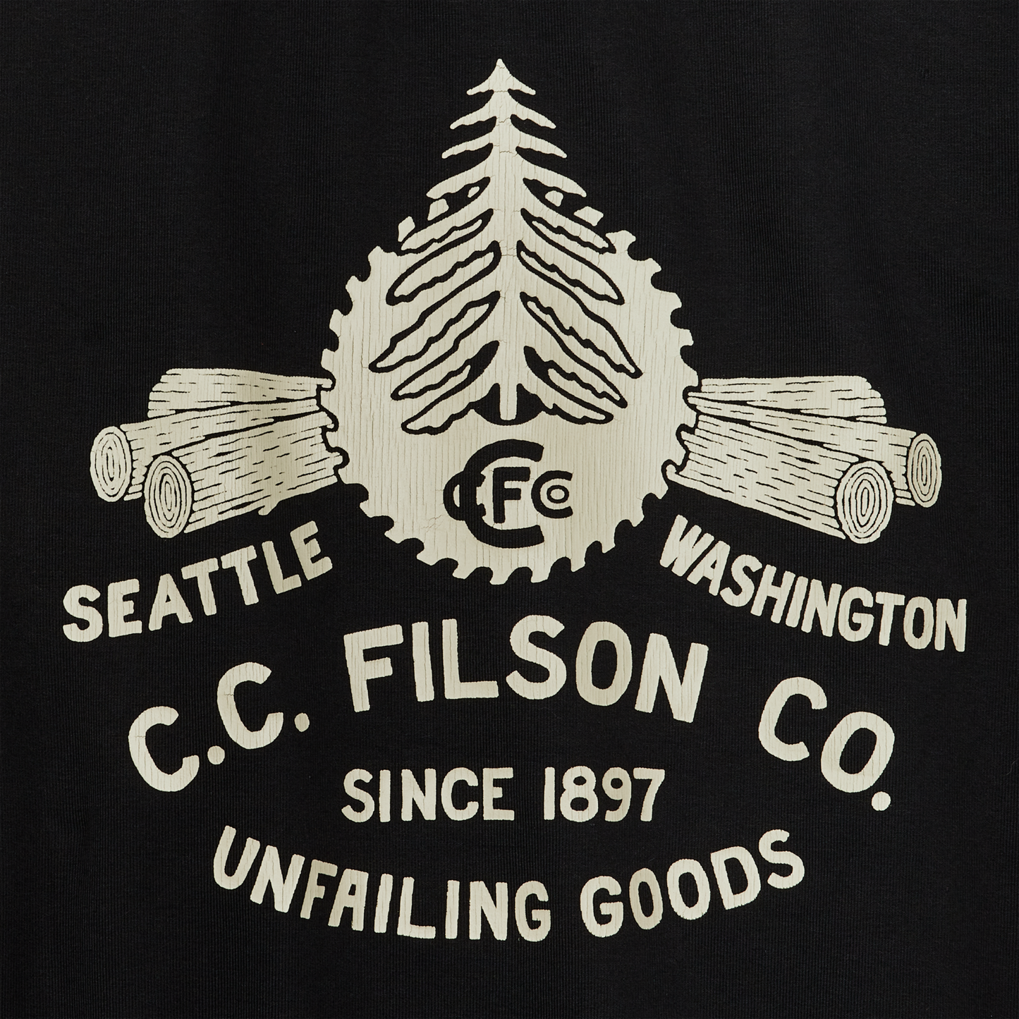 Alternate view of the Filson Prospector Graphic Hoodie - Black / Log Mill