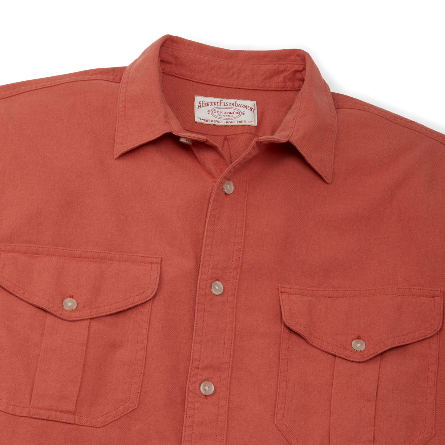 Alternate view of the Filson Short Sleeve Lightweight Alaskan Guide Shirt  - Cedar Red