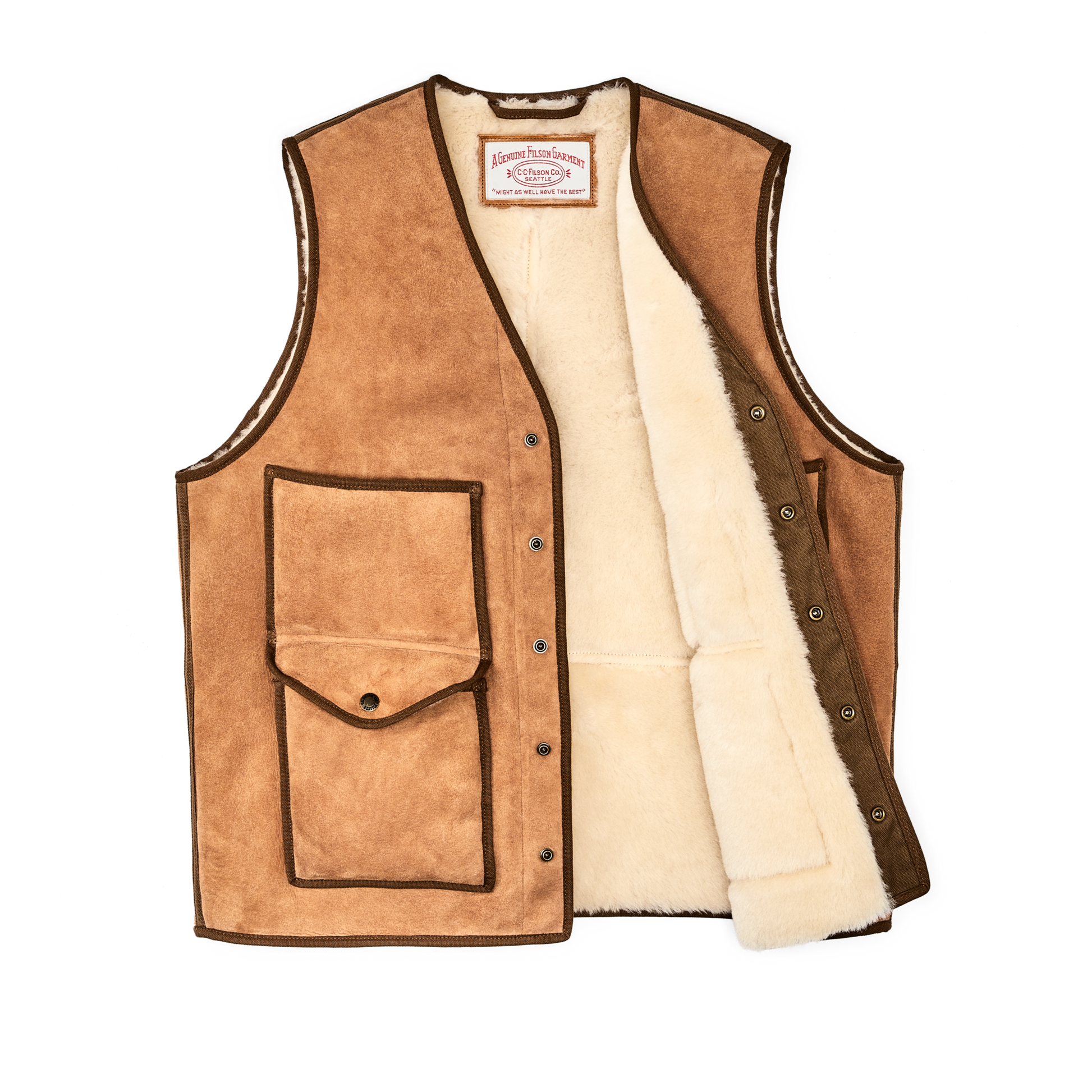 Alternate view of the Filson Shearling Cruiser Vest - Almond Beige