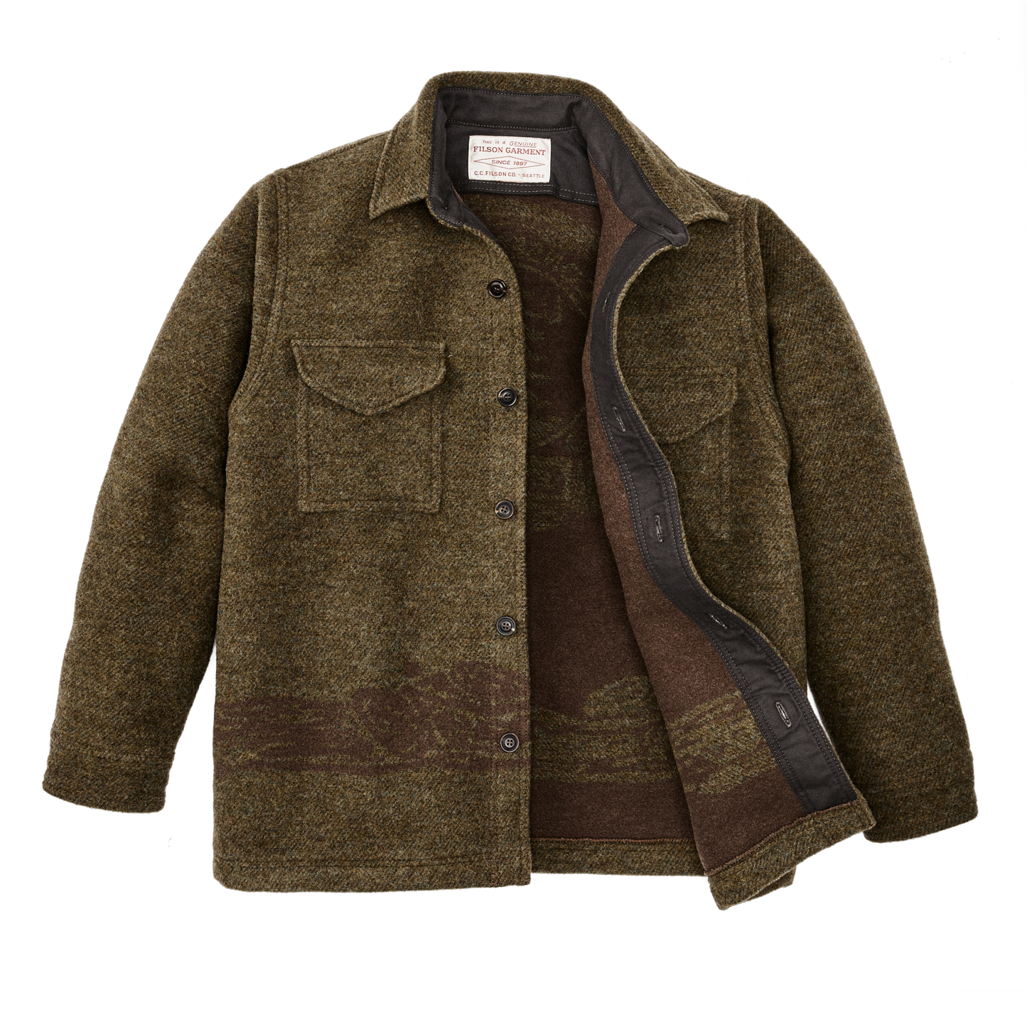 Alternate view of the Filson Ccc Jacquard Wool  Jac-shirt - Olive Brown Multi