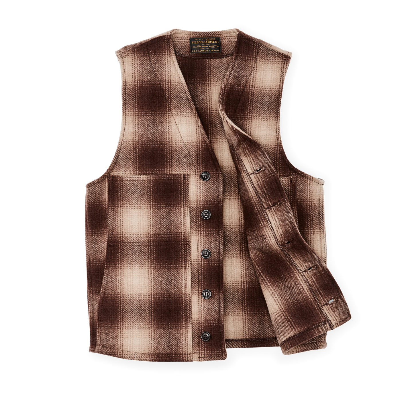 Alternate view of the Filson Mackinaw Wool Vest - Brown / Tan Ombre