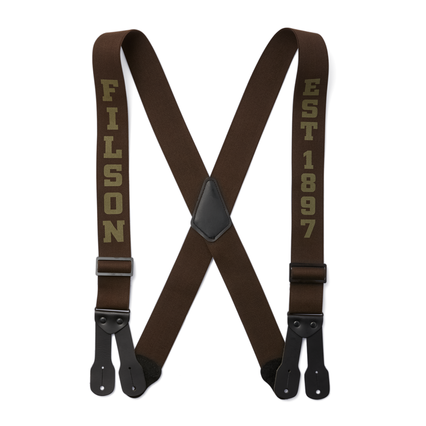 Front-facing image of the Filson Filson Logger Suspenders - Dark Brown